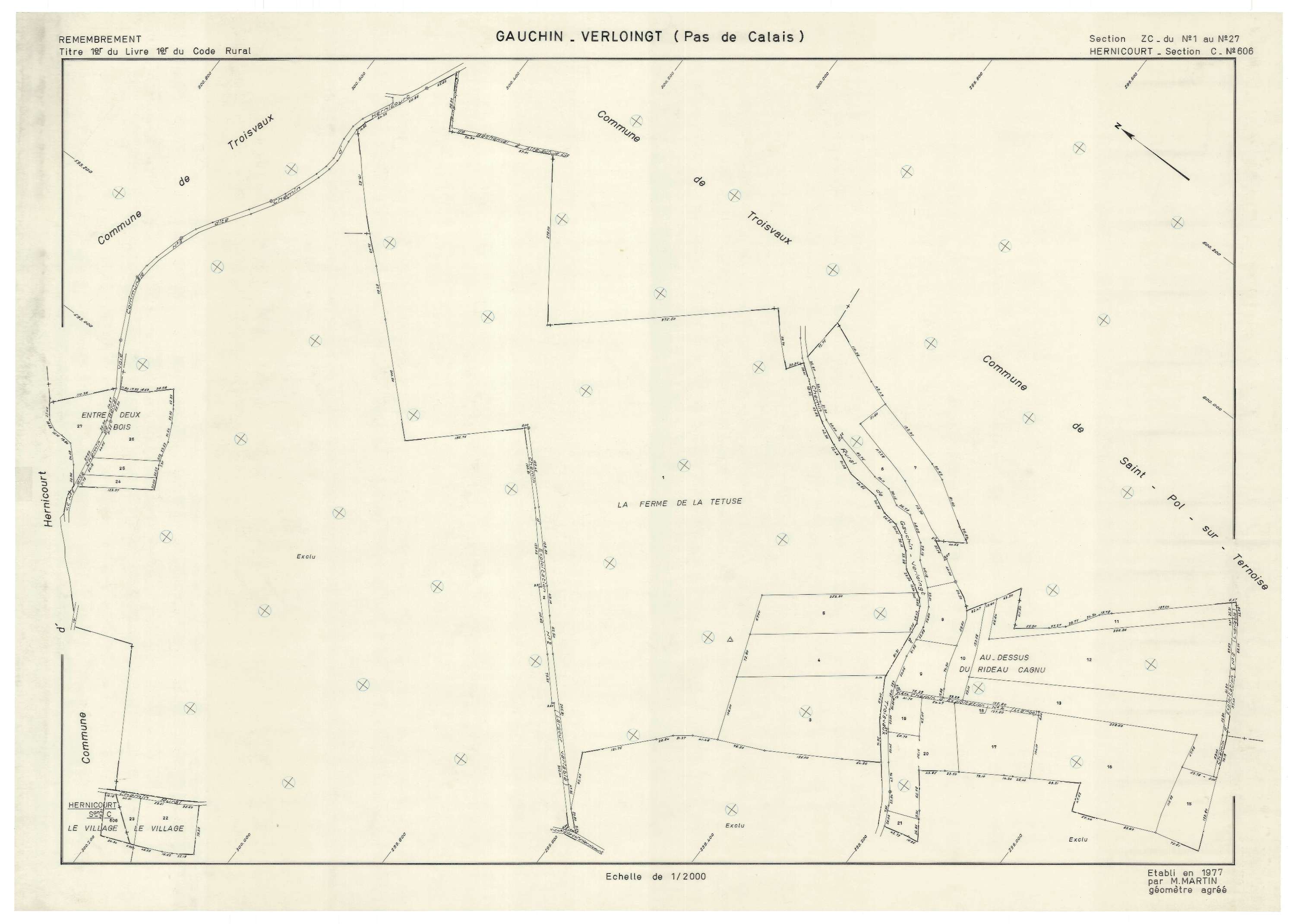 Gauchin-Verloingt - Plan de remembrement : section ZC.