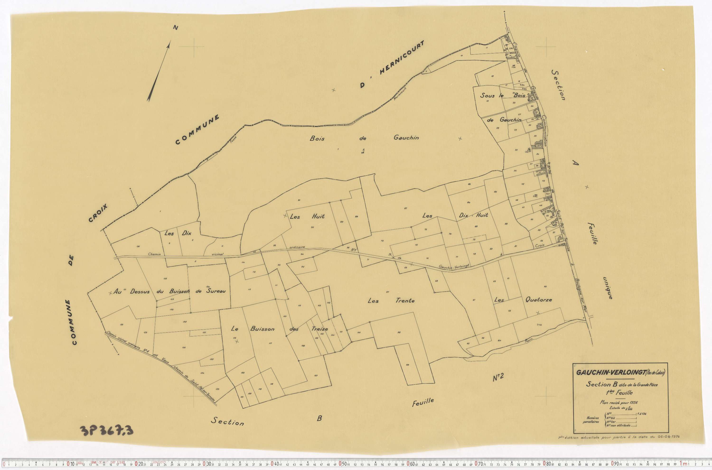 Gauchin-Verloingt - Section B, feuille 1.