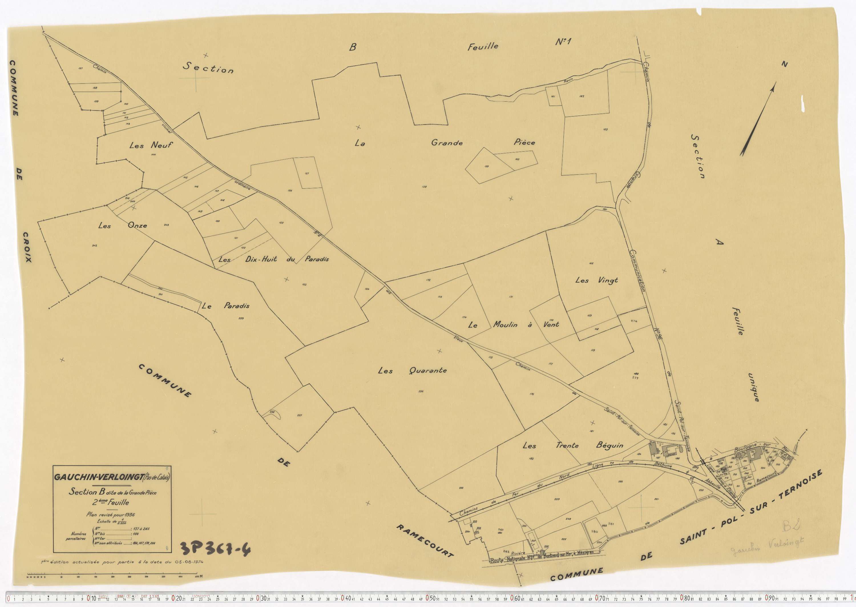 Gauchin-Verloingt - Section B, feuille 2.