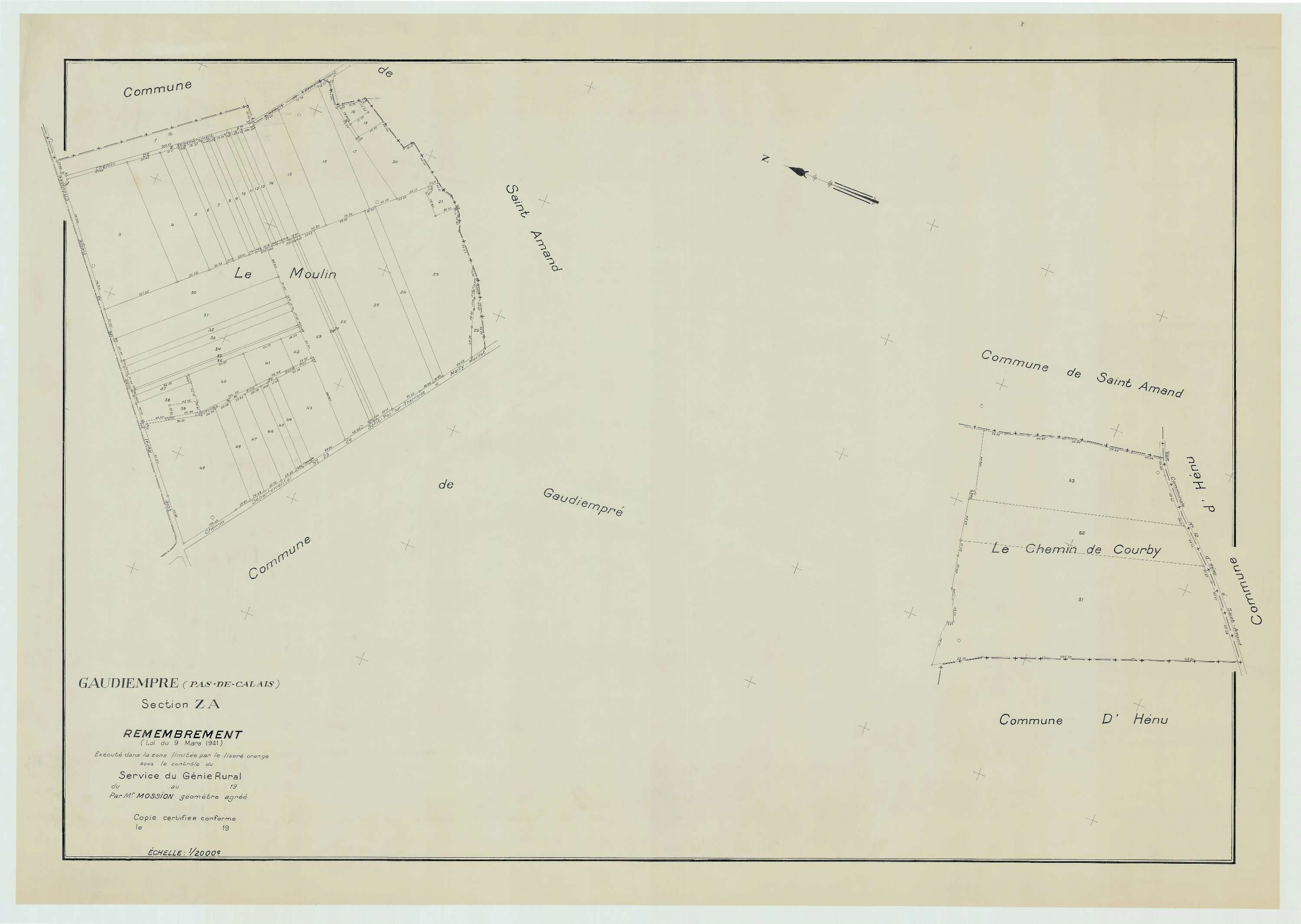 Gaudiempré - Plan de remembrement : section ZA.