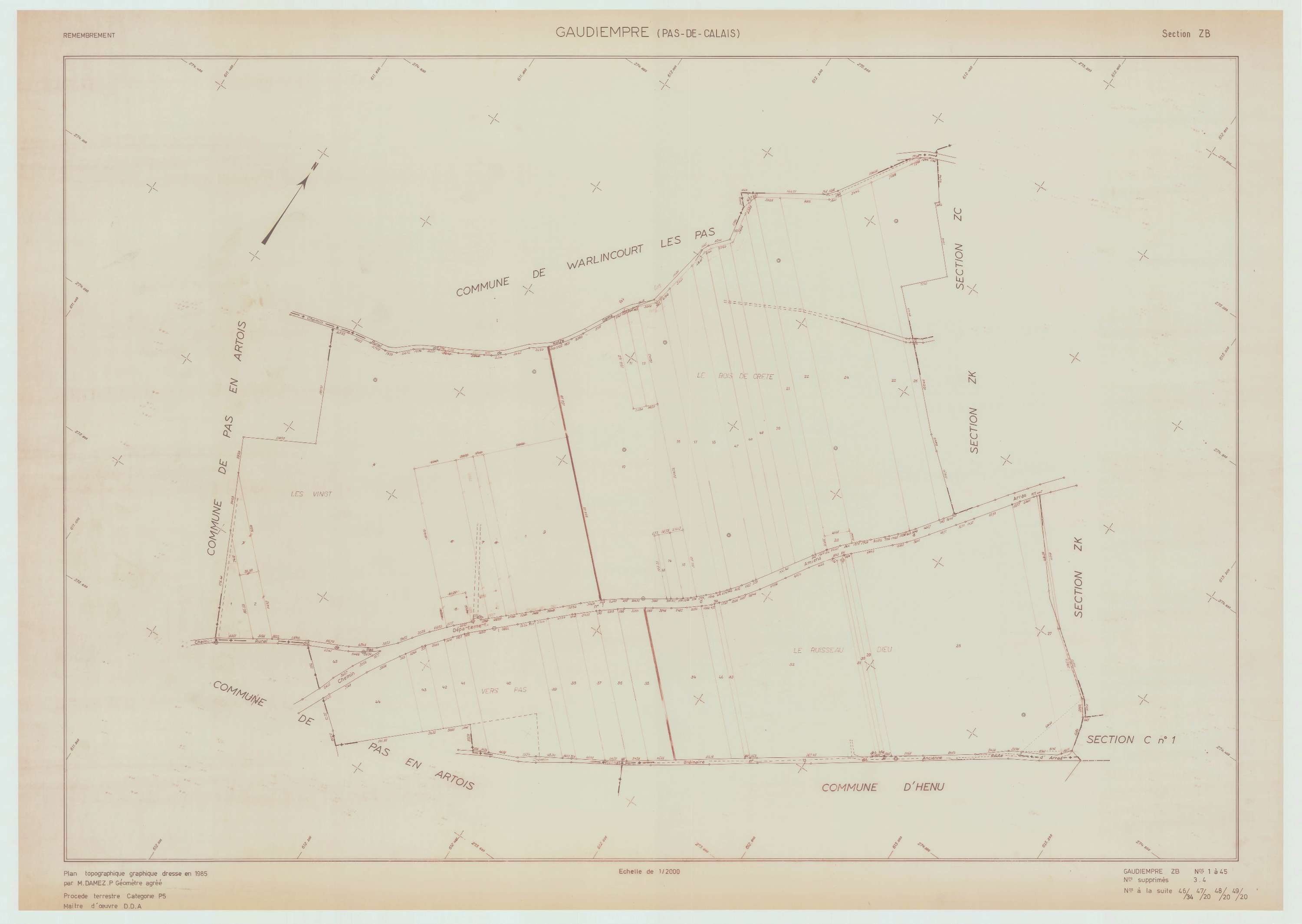 Gaudiempré - Plan de remembrement : section ZB.