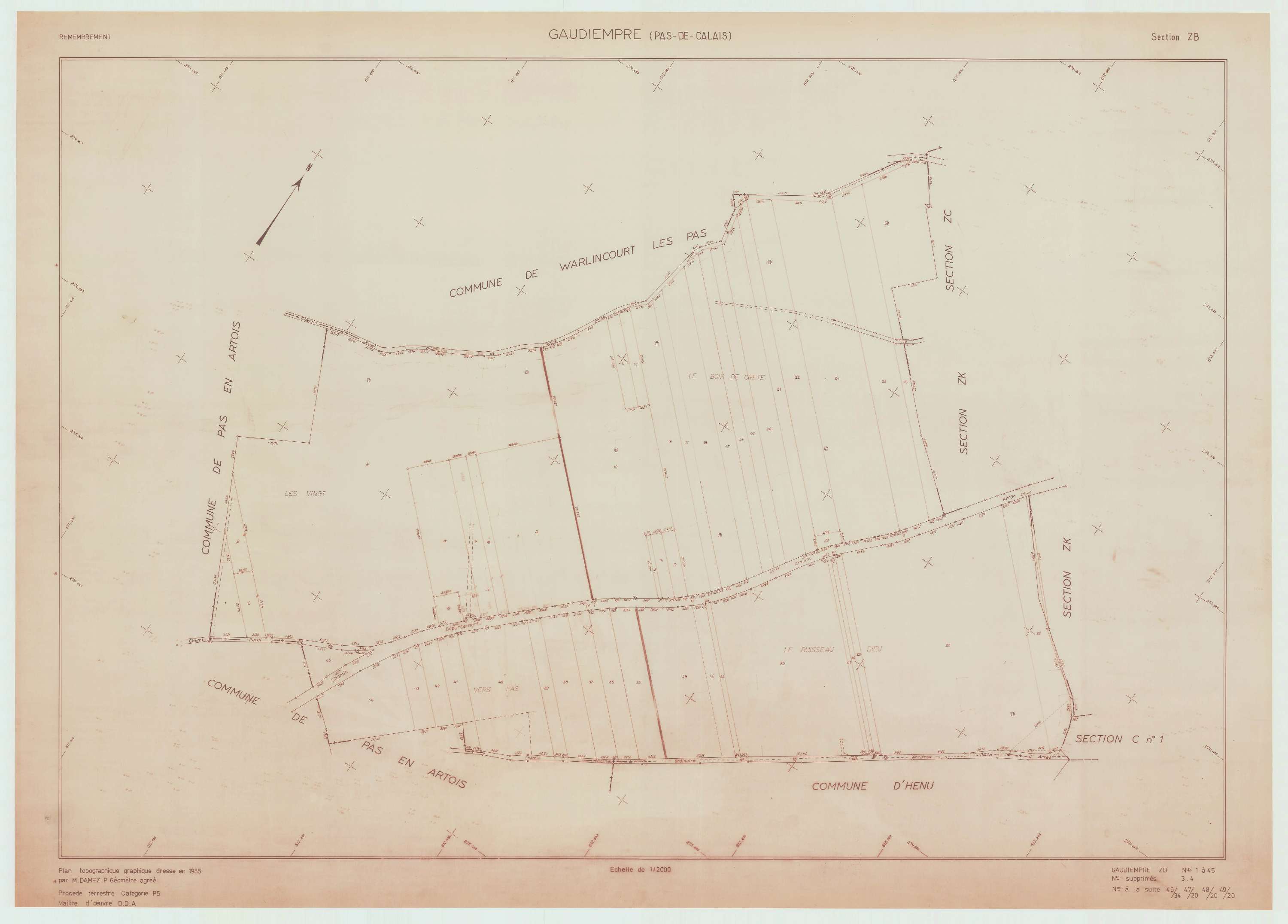 Gaudiempré - Plan de remembrement : section ZB.