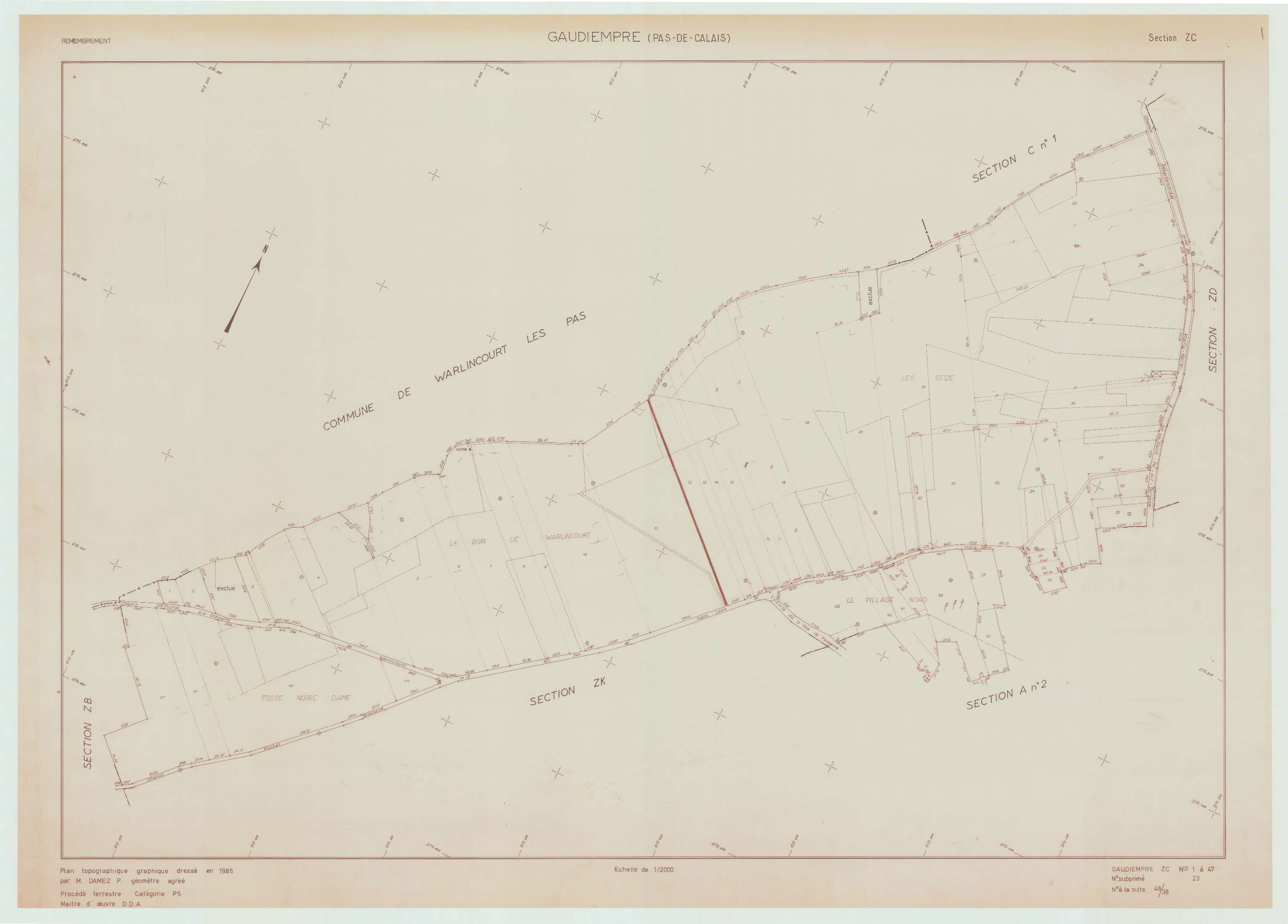 Gaudiempré - Plan de remembrement : section ZC.