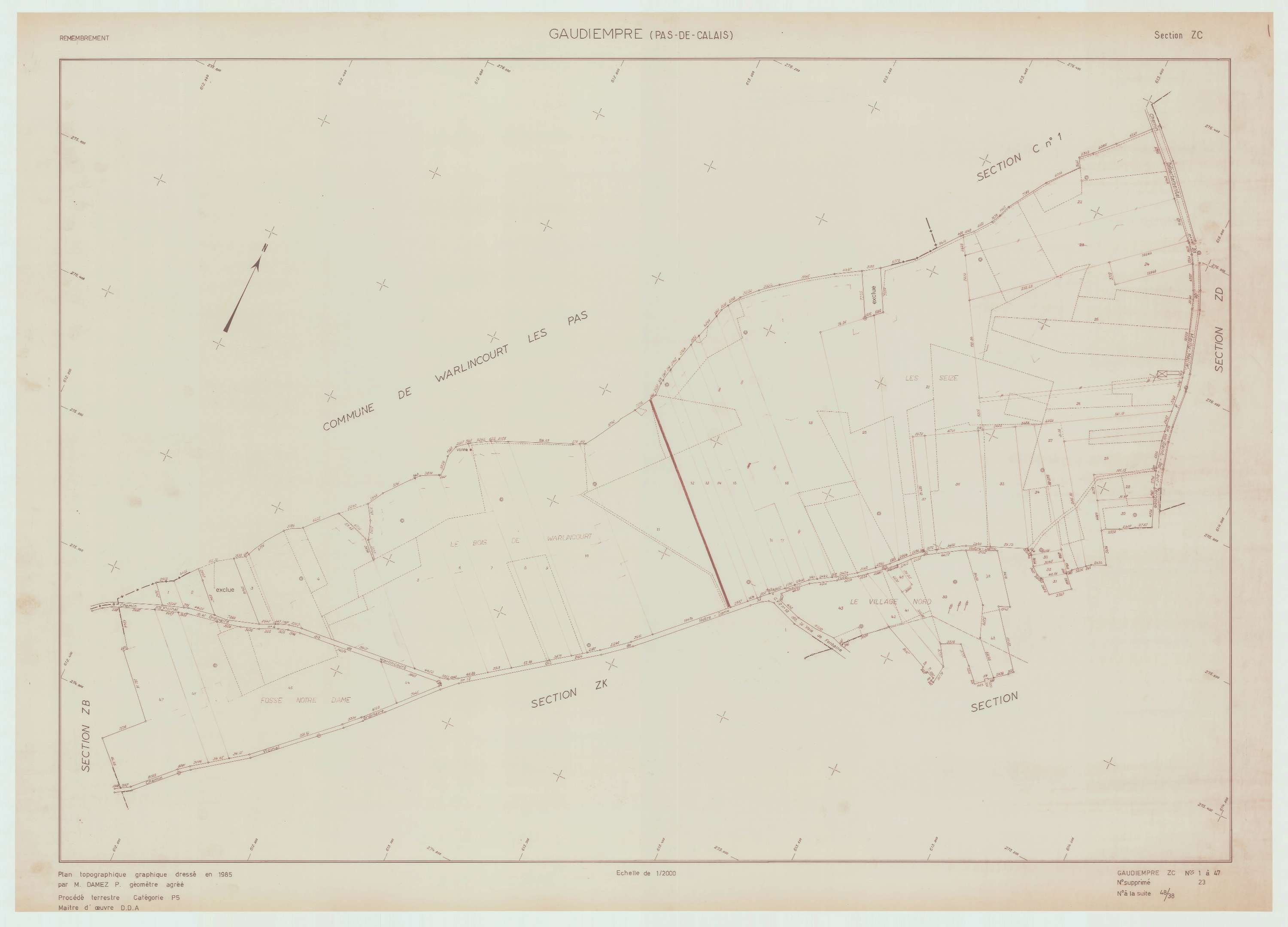 Gaudiempré - Plan de remembrement : section ZC.