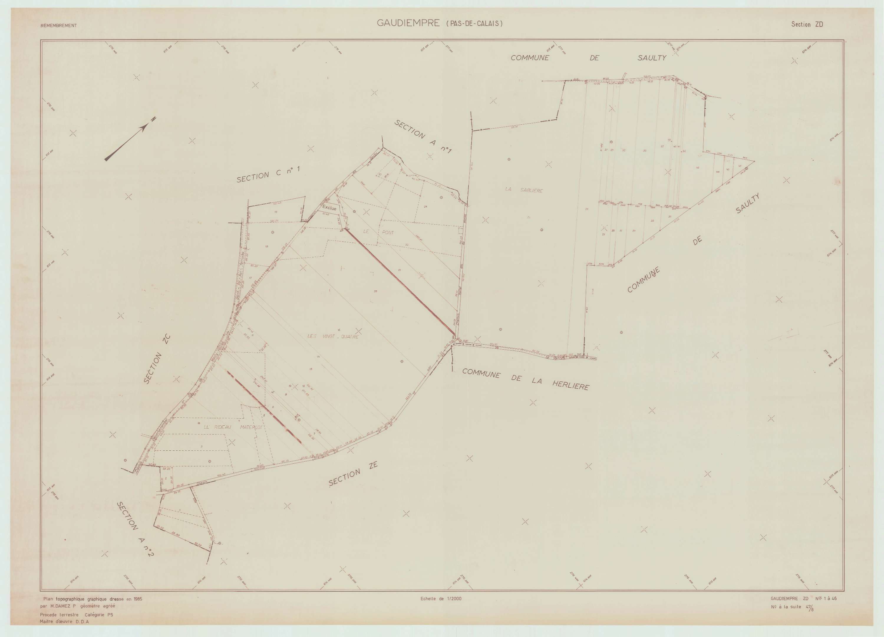 Gaudiempré - Plan de remembrement : section ZD.