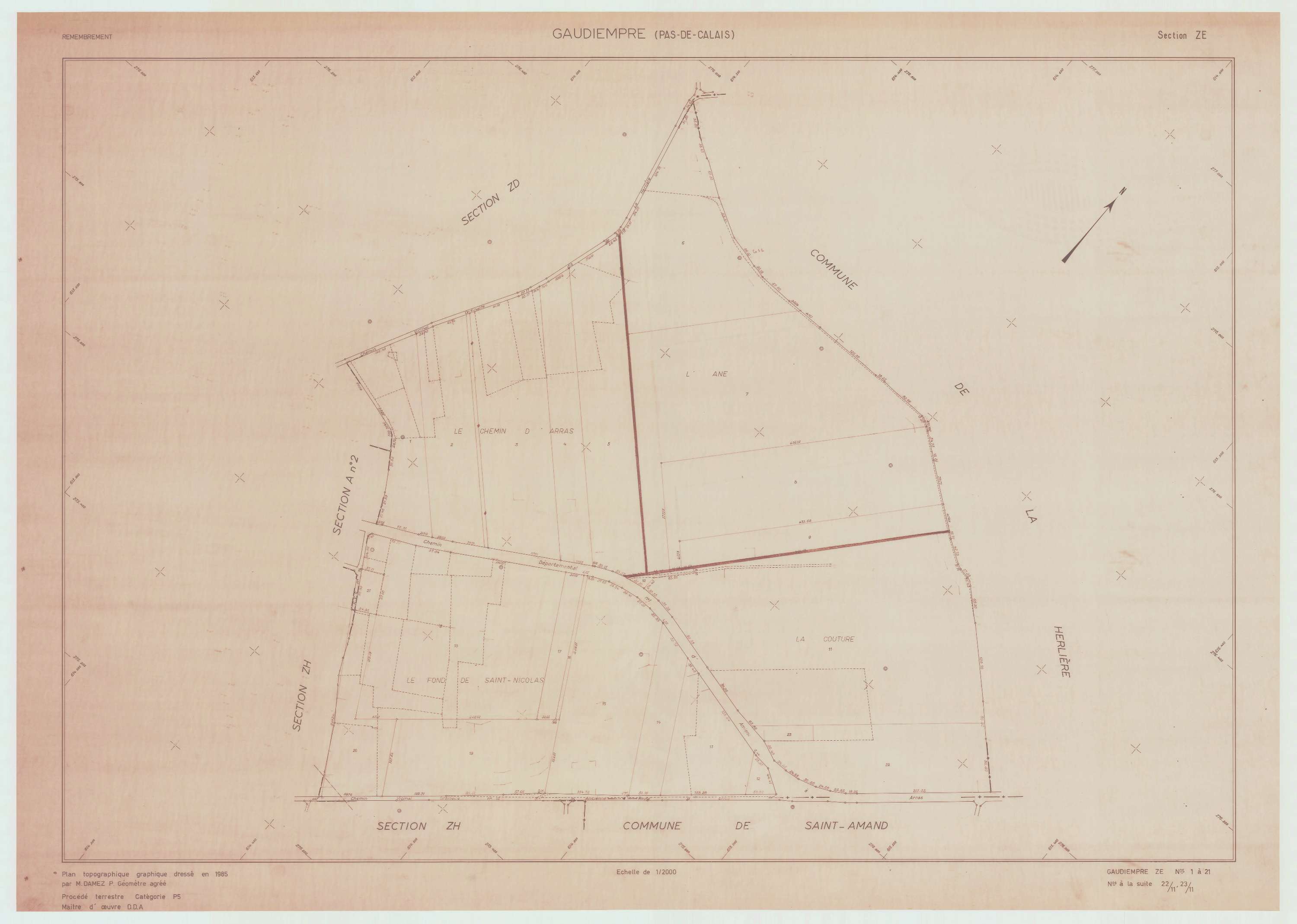 Gaudiempré - Plan de remembrement : section ZE.