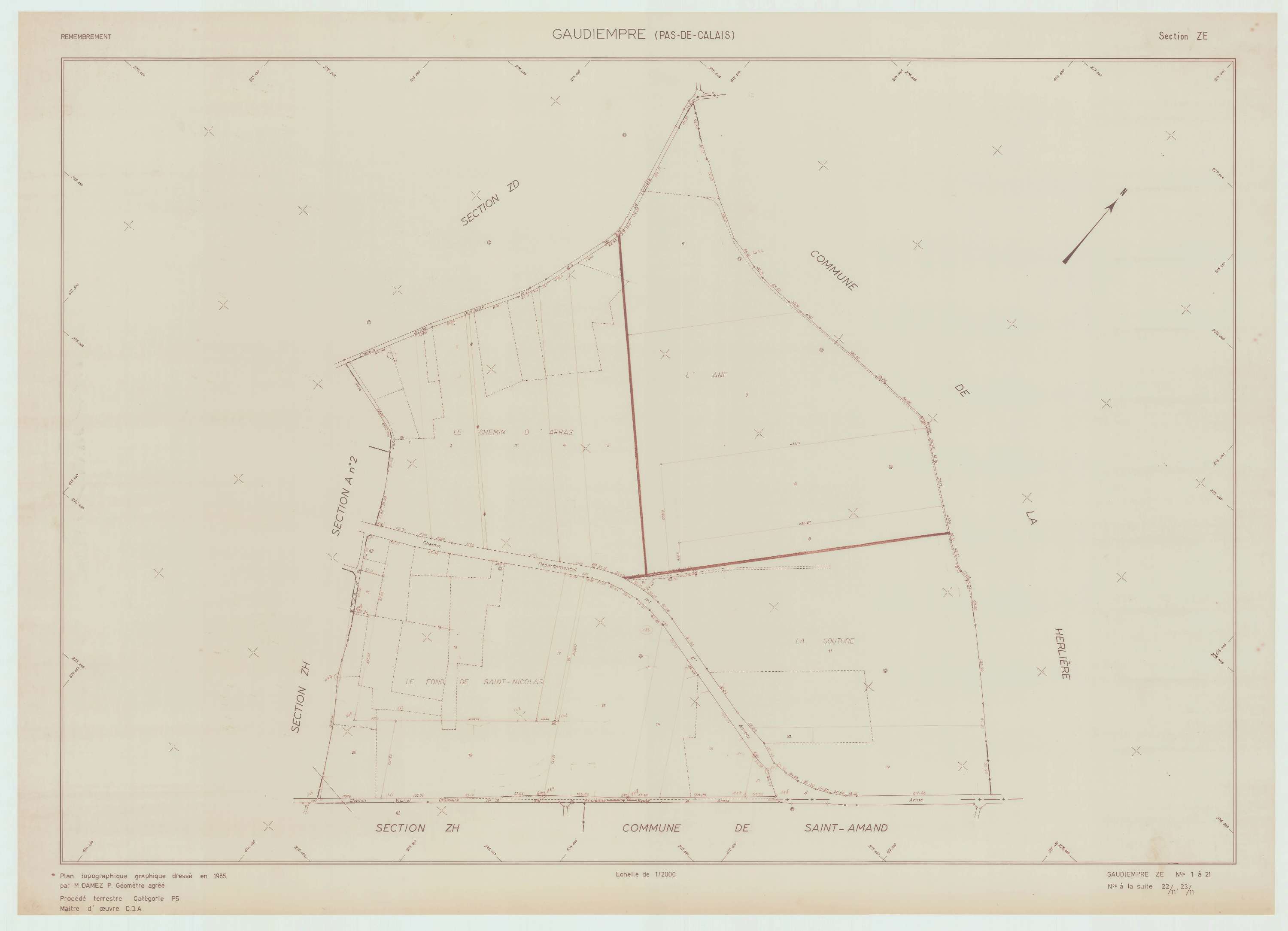 Gaudiempré - Plan de remembrement : section ZE.