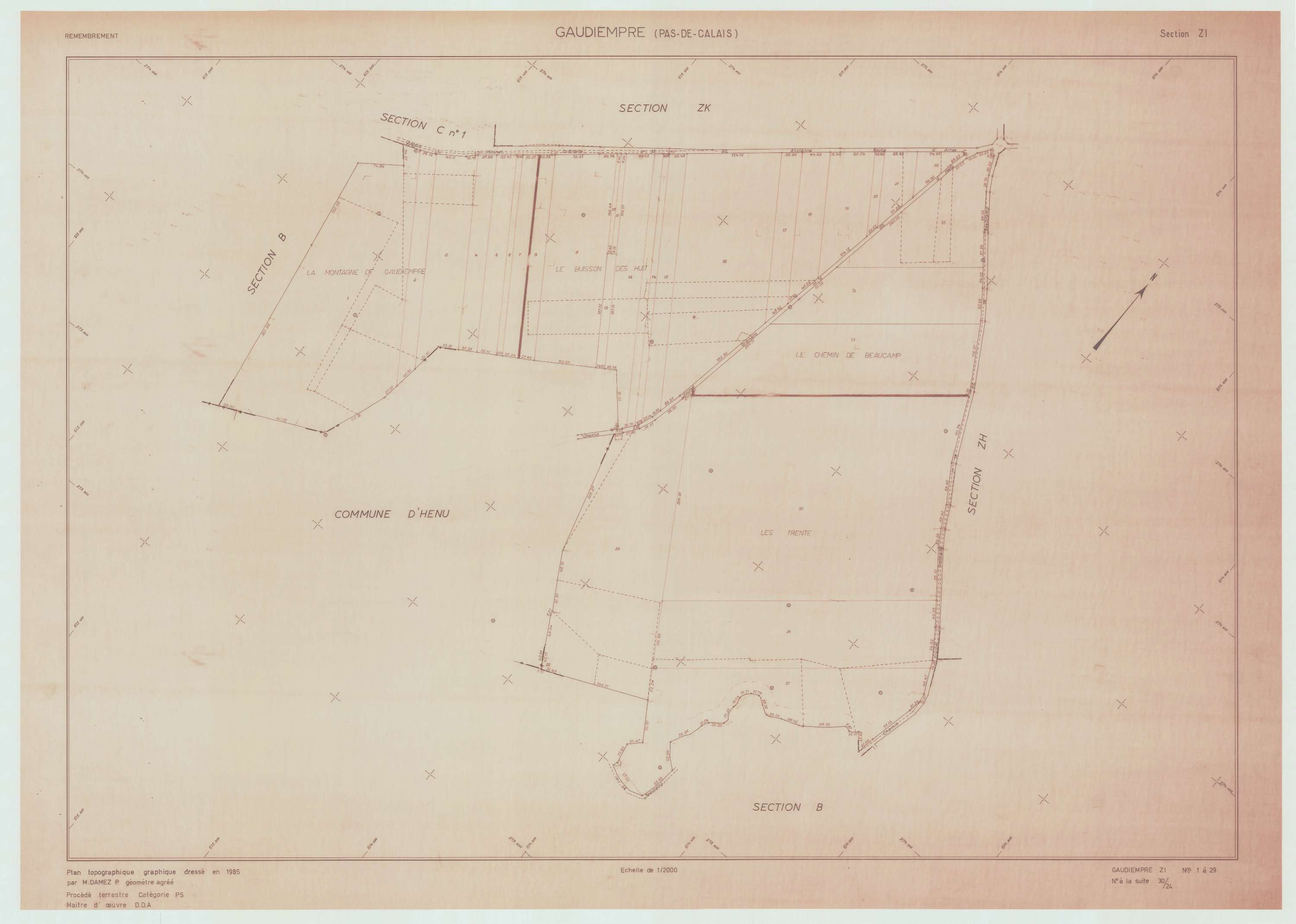 Gaudiempré - Plan de remembrement : section ZI.