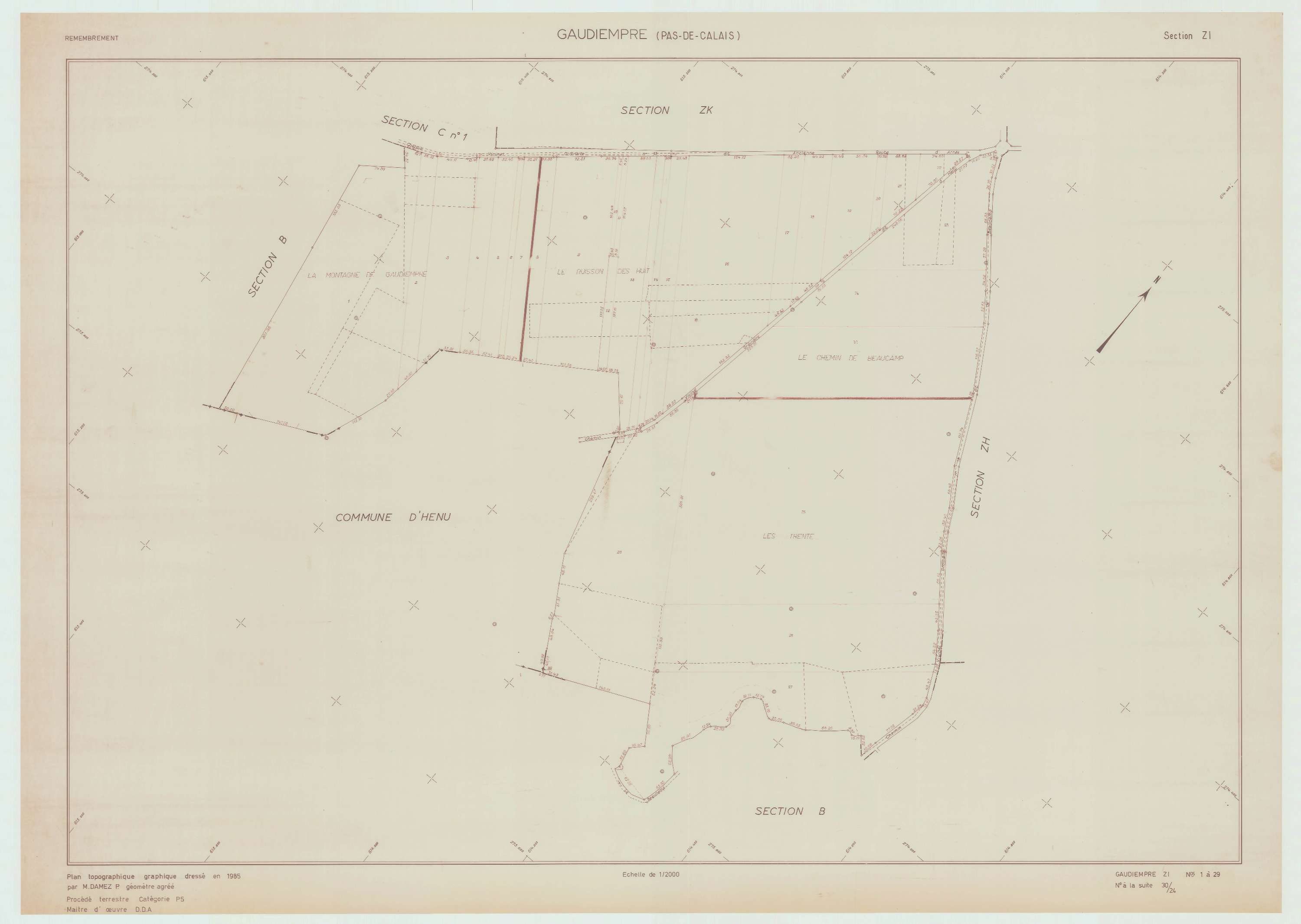 Gaudiempré - Plan de remembrement : section ZI.