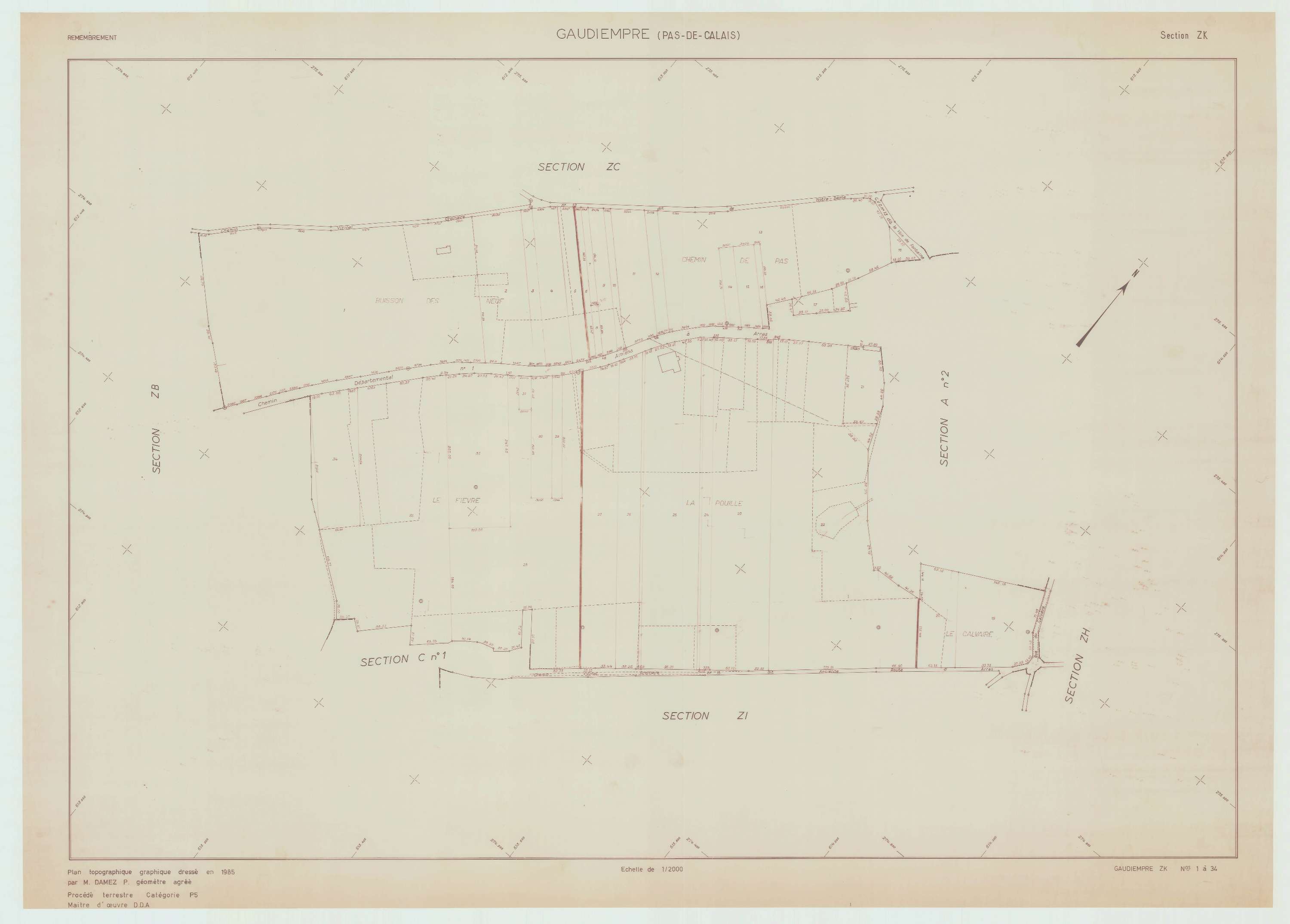 Gaudiempré - Plan de remembrement : section ZK.