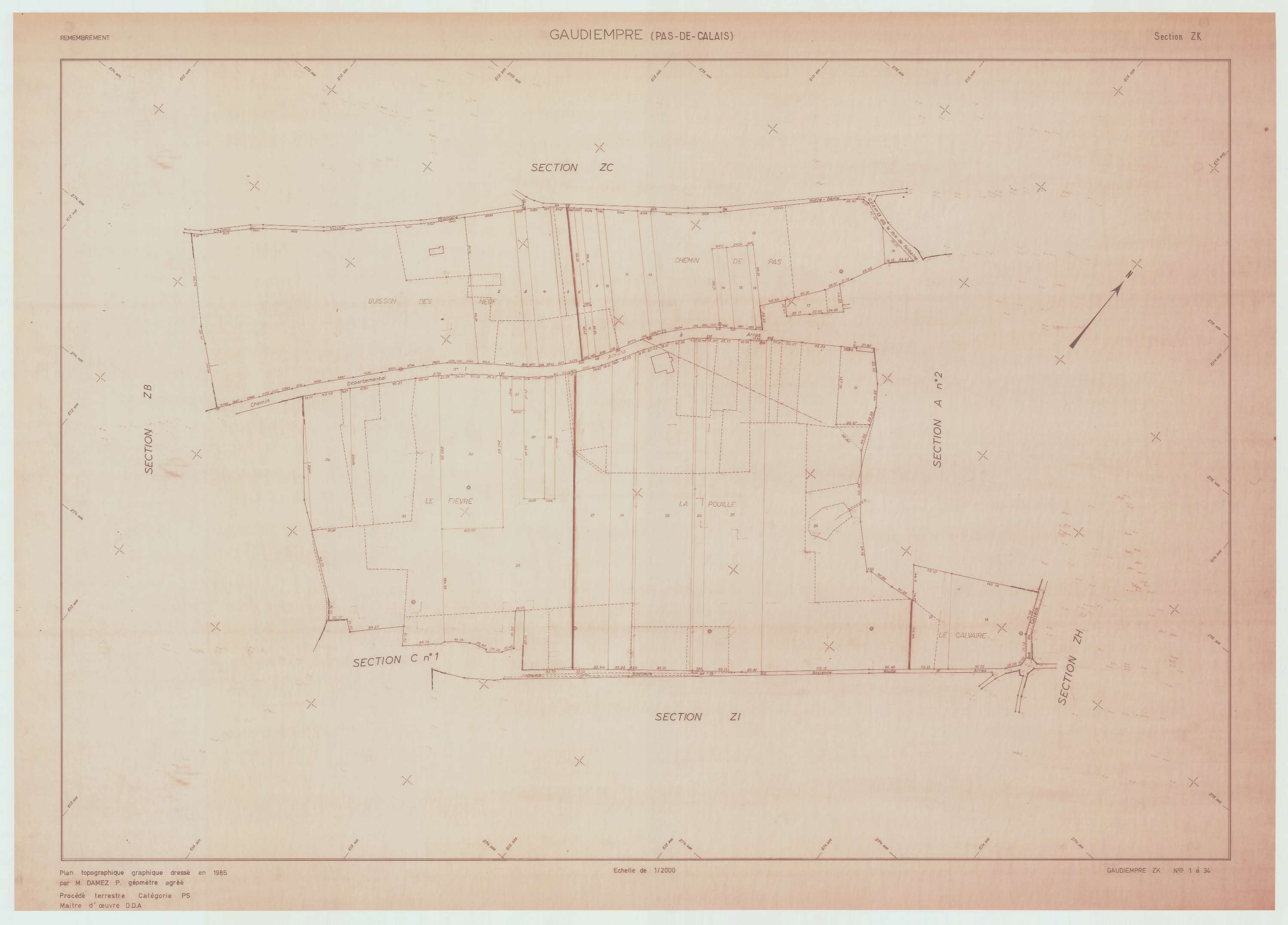 Gaudiempré - Plan de remembrement : section ZK.