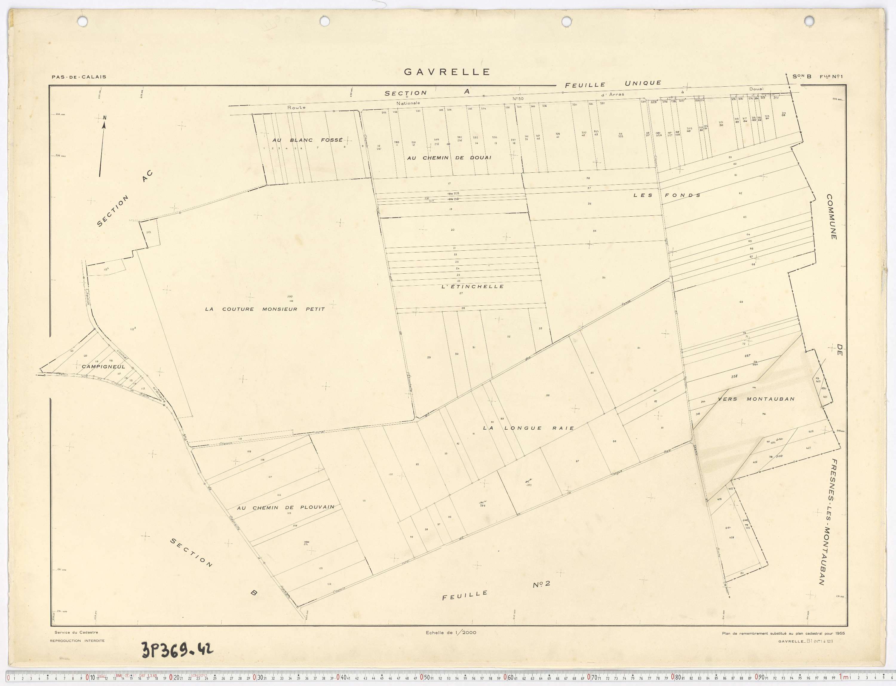 Gavrelle - Section B, feuille 1.