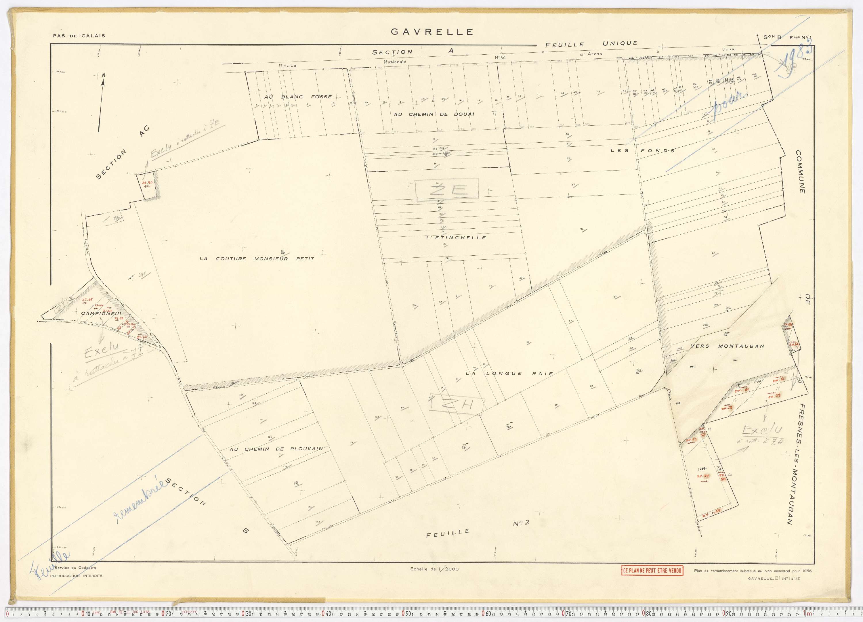 Gavrelle - Section B, feuille 1.
