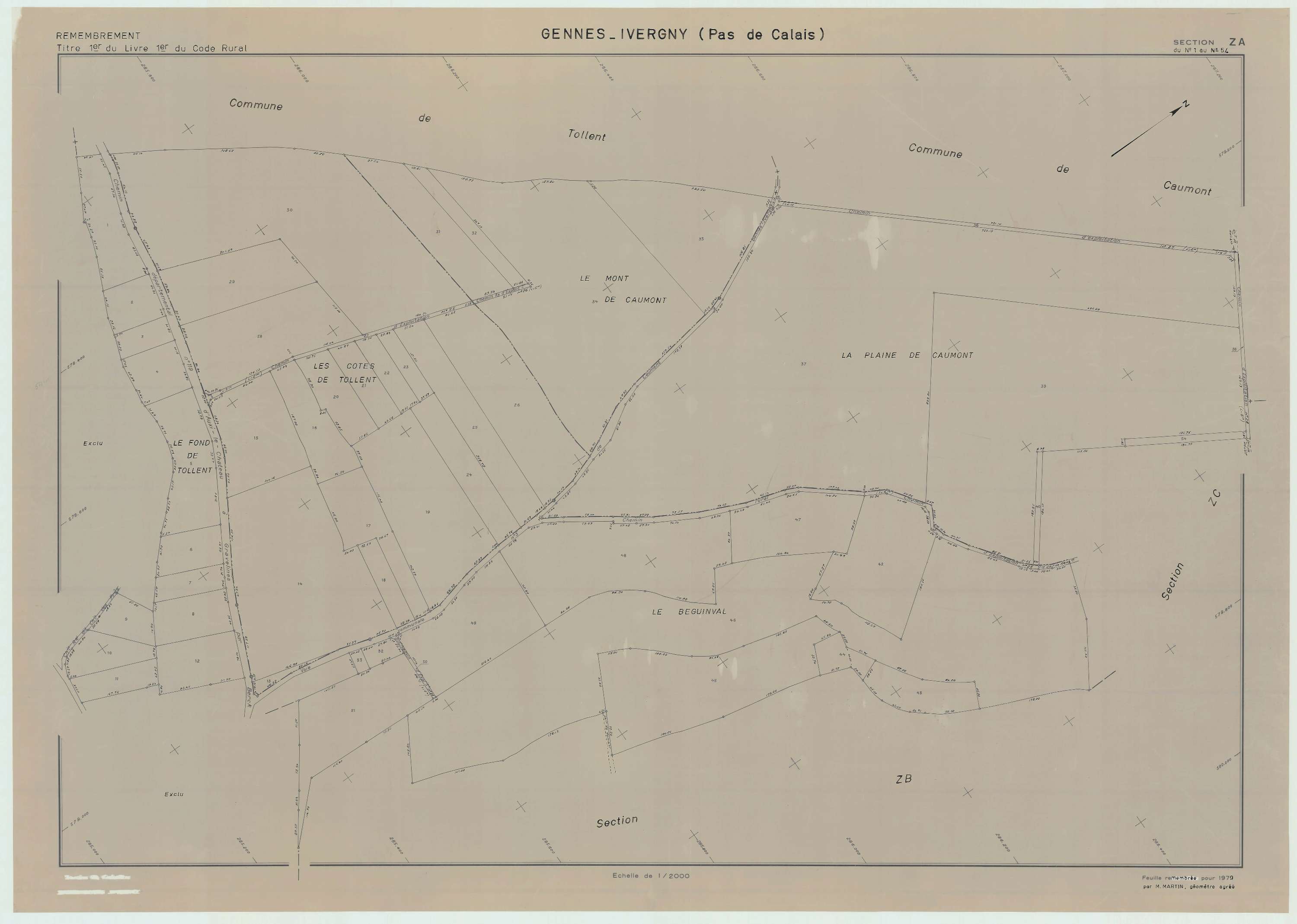 Gennes-Ivergny - Plan de remembrement : section ZA.
