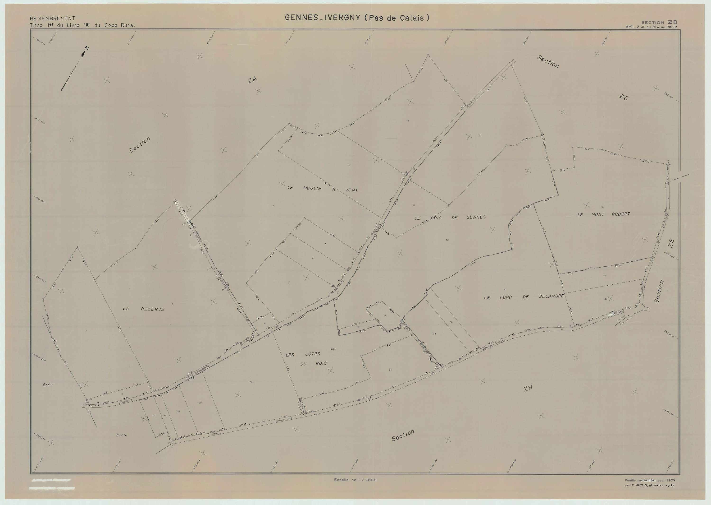Gennes-Ivergny - Plan de remembrement : section ZB.