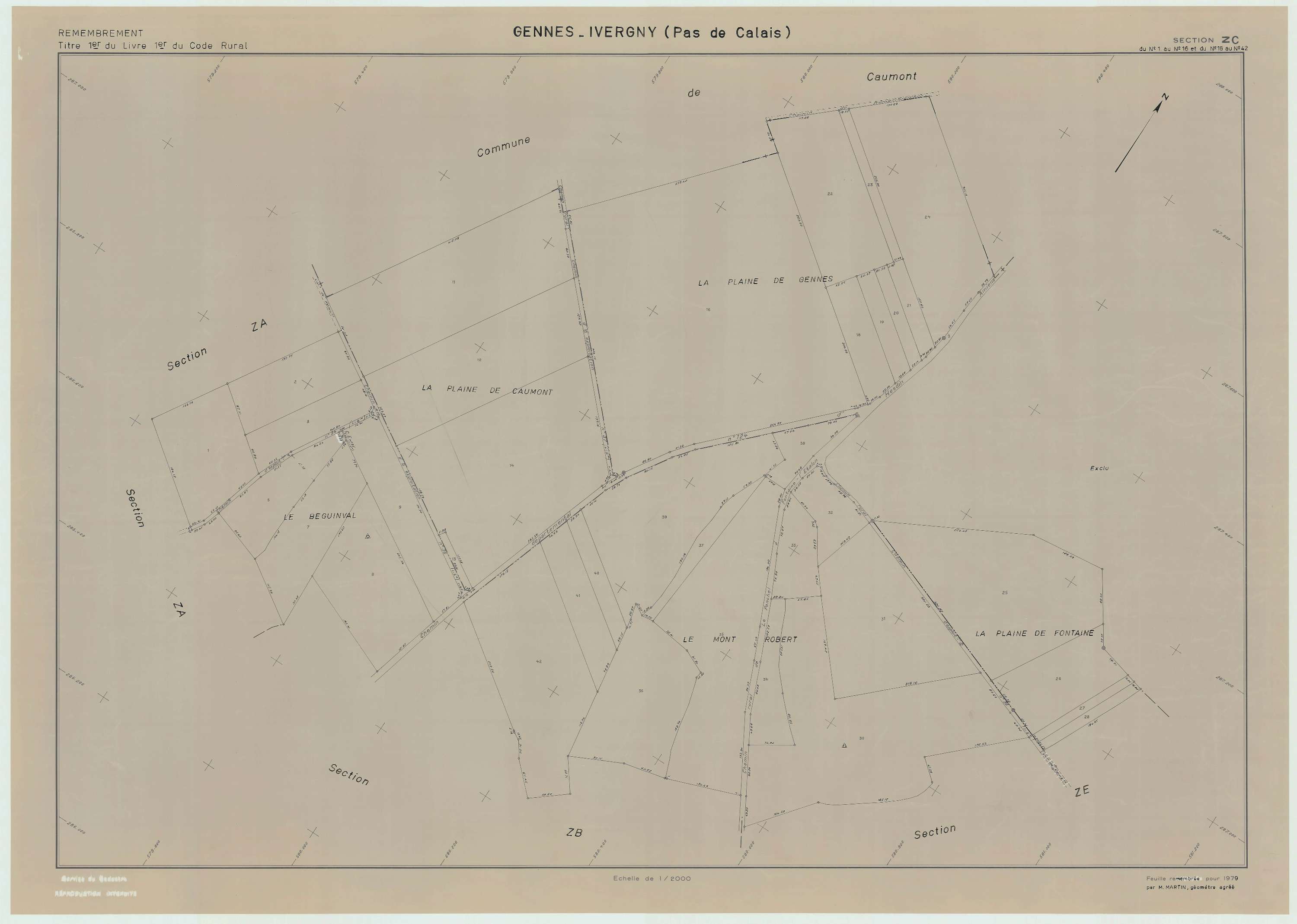 Gennes-Ivergny - Plan de remembrement : section ZC.