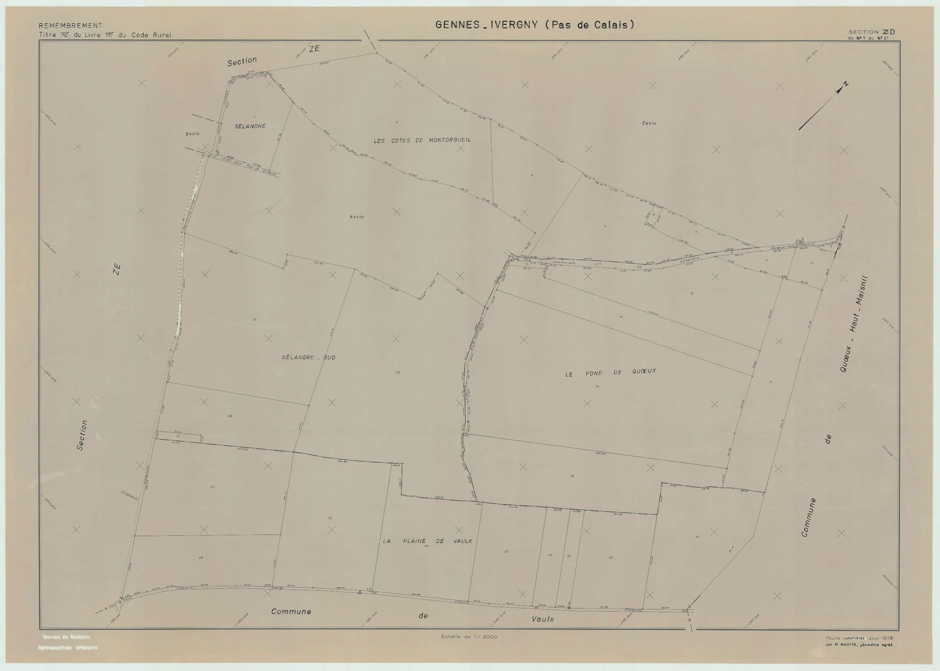 Gennes-Ivergny - Plan de remembrement : section ZD.