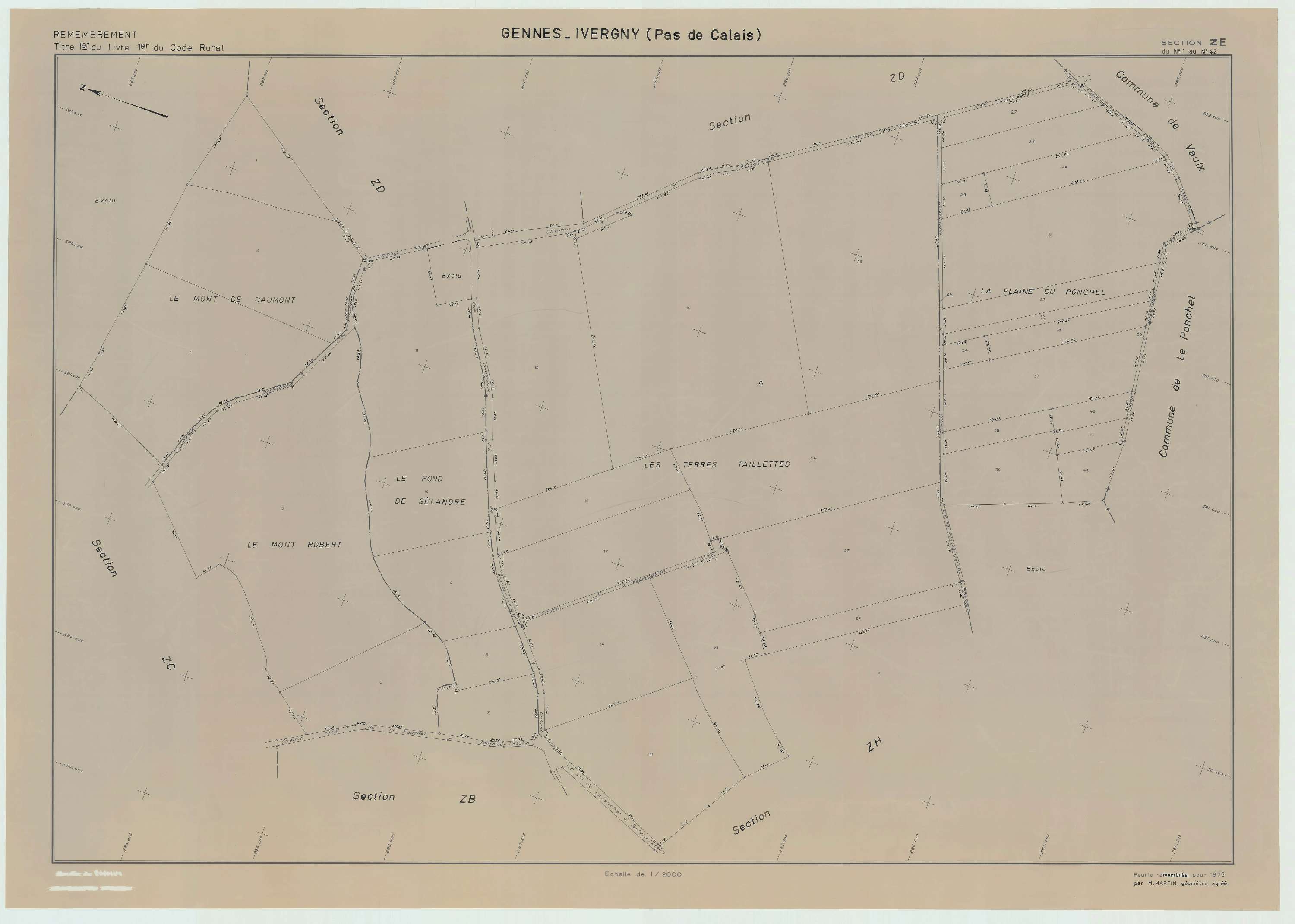 Gennes-Ivergny - Plan de remembrement : section ZE.
