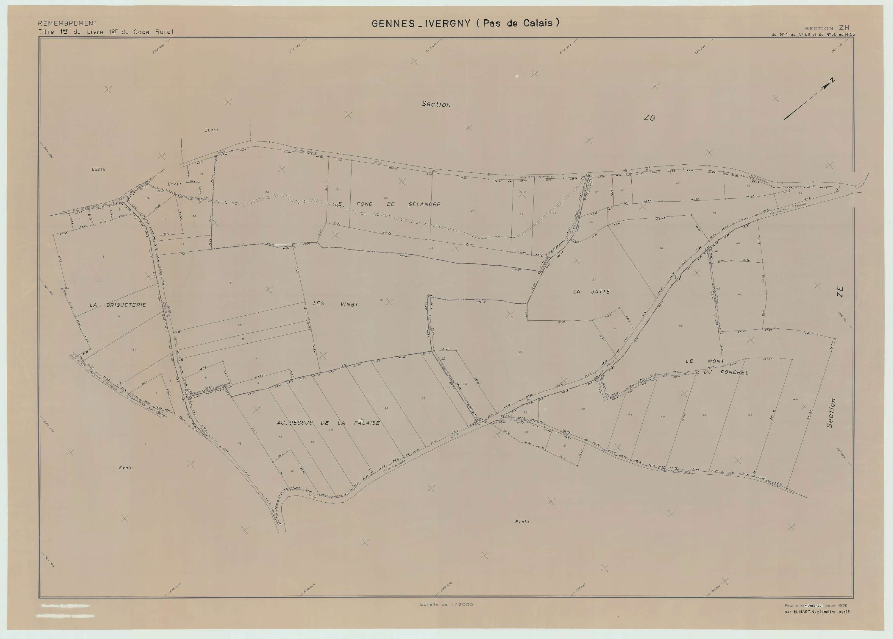Gennes-Ivergny - Plan de remembrement : section ZH.