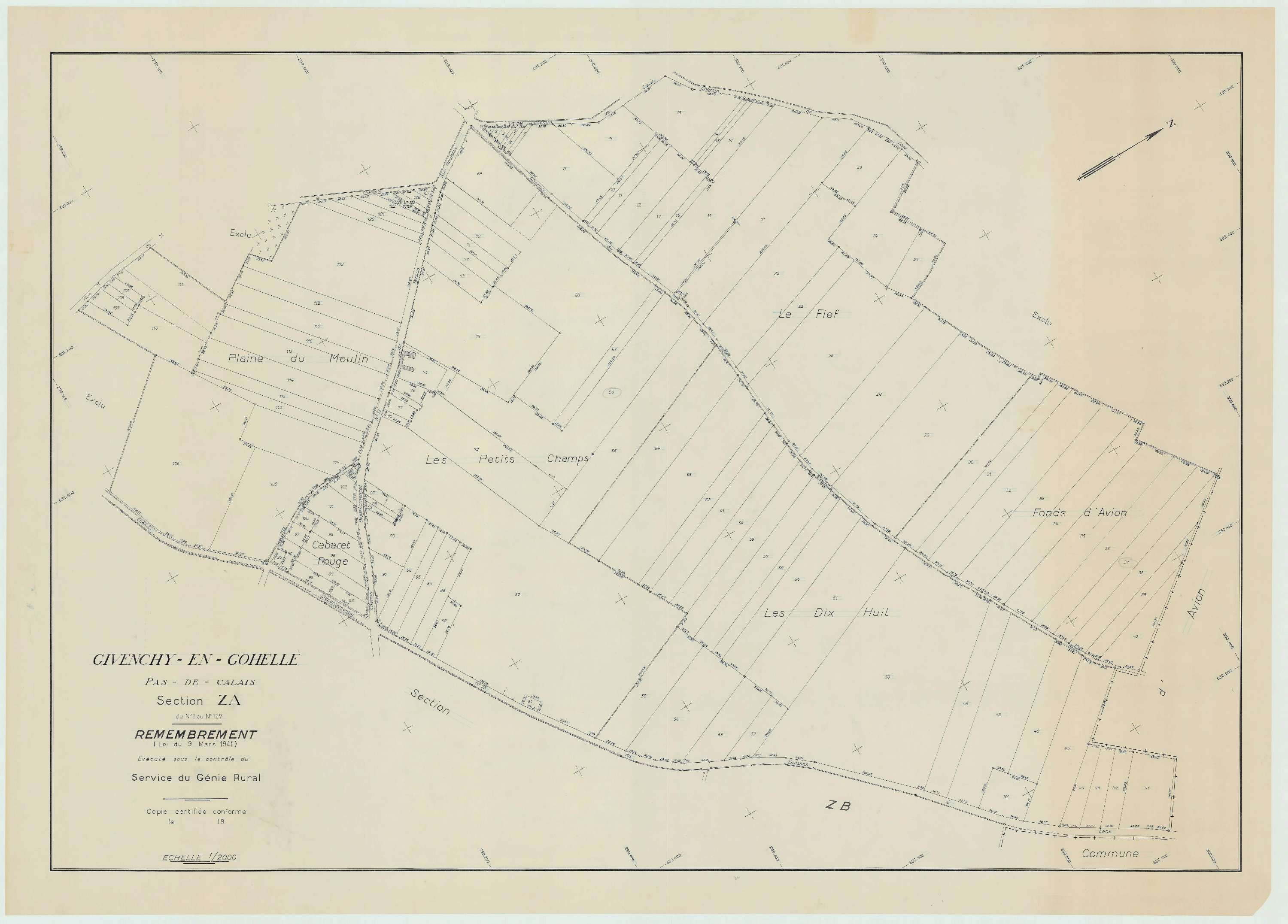 Givenchy-en-Gohelle - Plan de remembrement : section ZA.