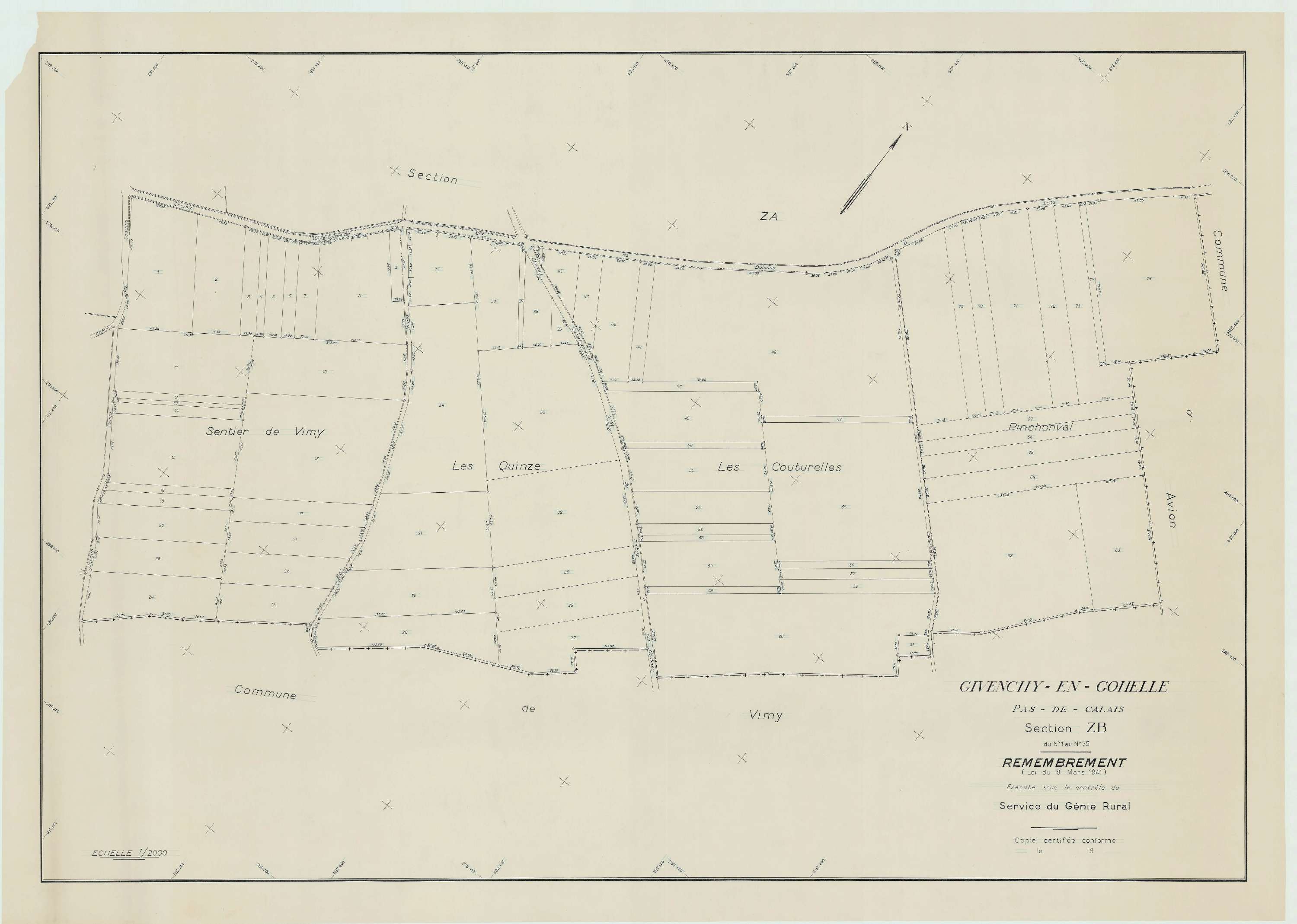 Givenchy-en-Gohelle - Plan de remembrement : section ZB.