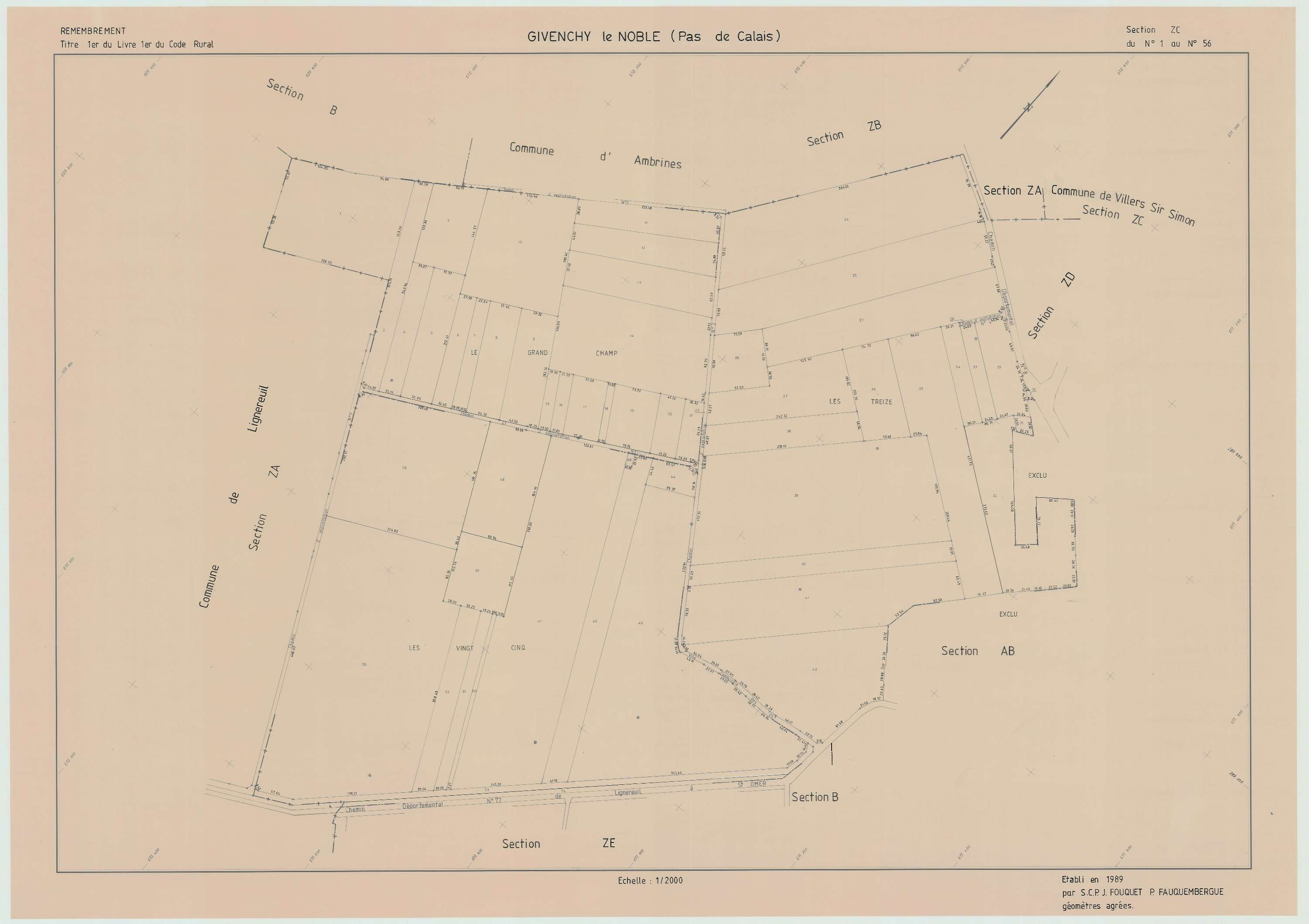 Givenchy-le-Noble - Plan de remembrement : section ZC.