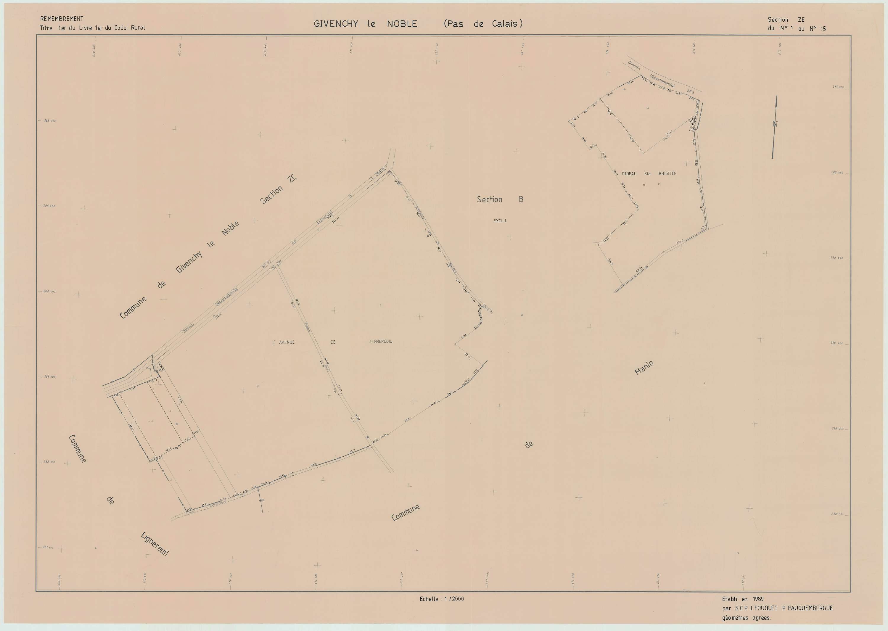 Givenchy-le-Noble - Plan de remembrement : section ZE.