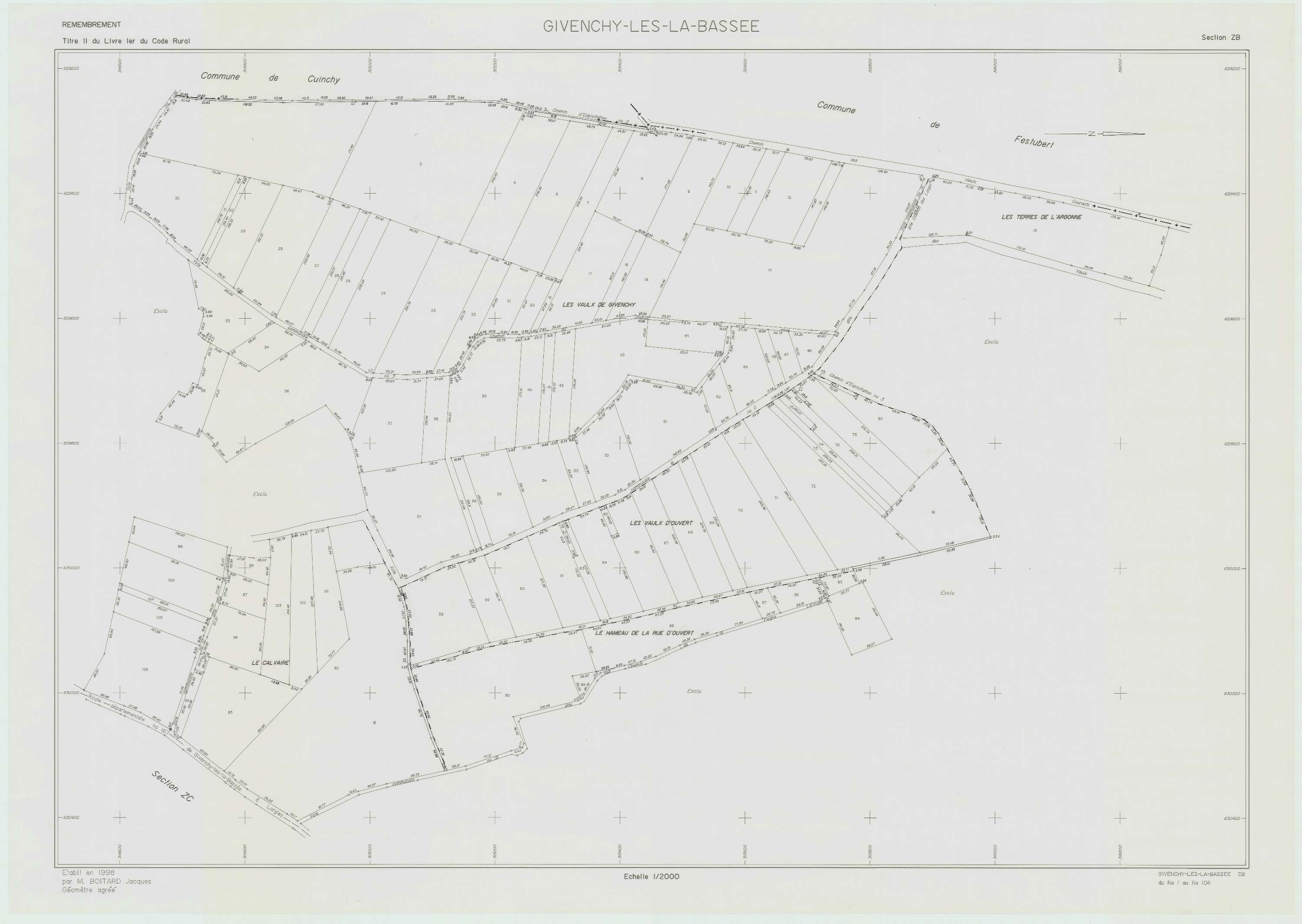 Givenchy-lès-la-Bassée - Plan de remembrement : section ZB.