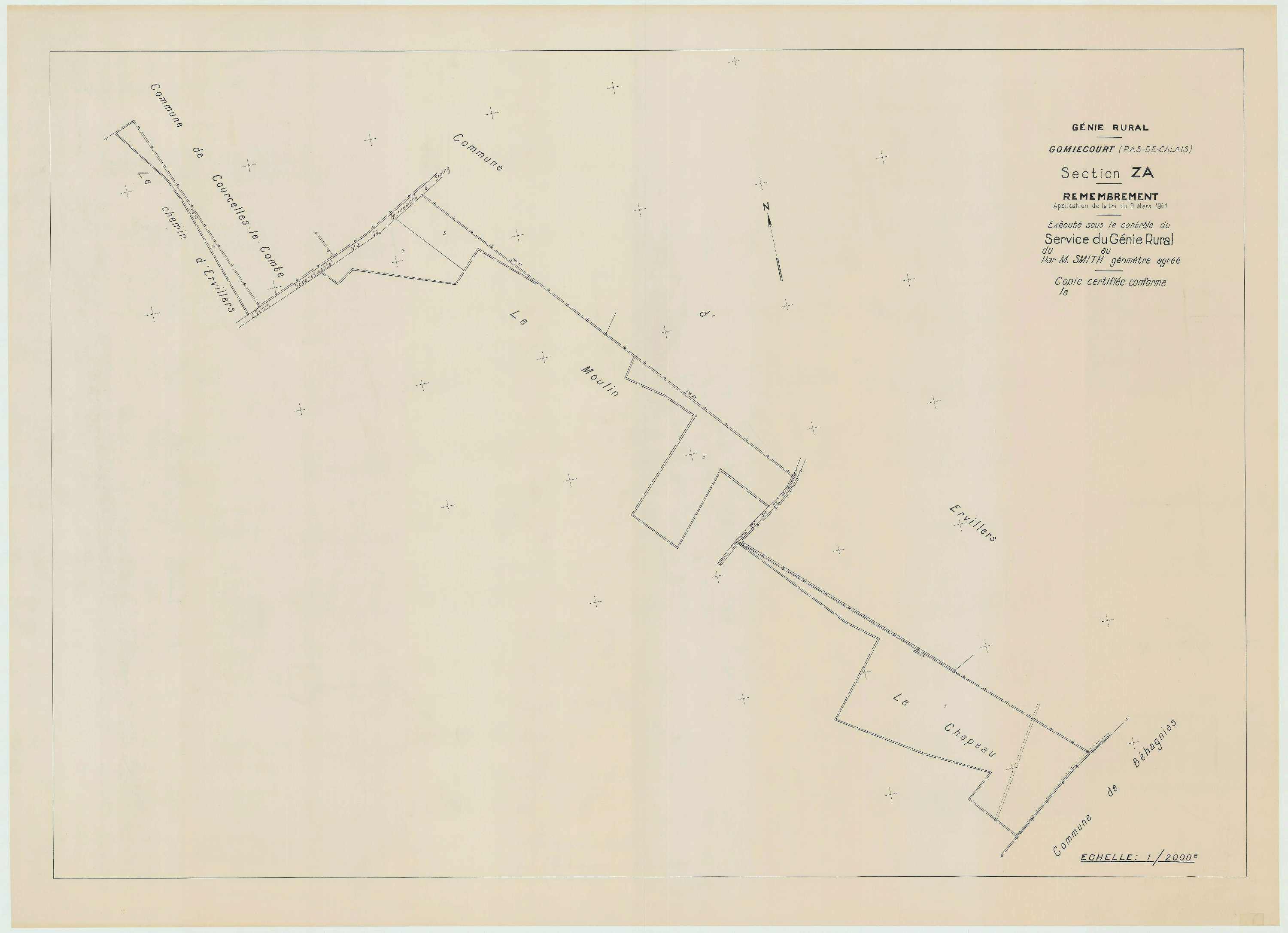 Gomiécourt - Plan de remembrement : section ZA.