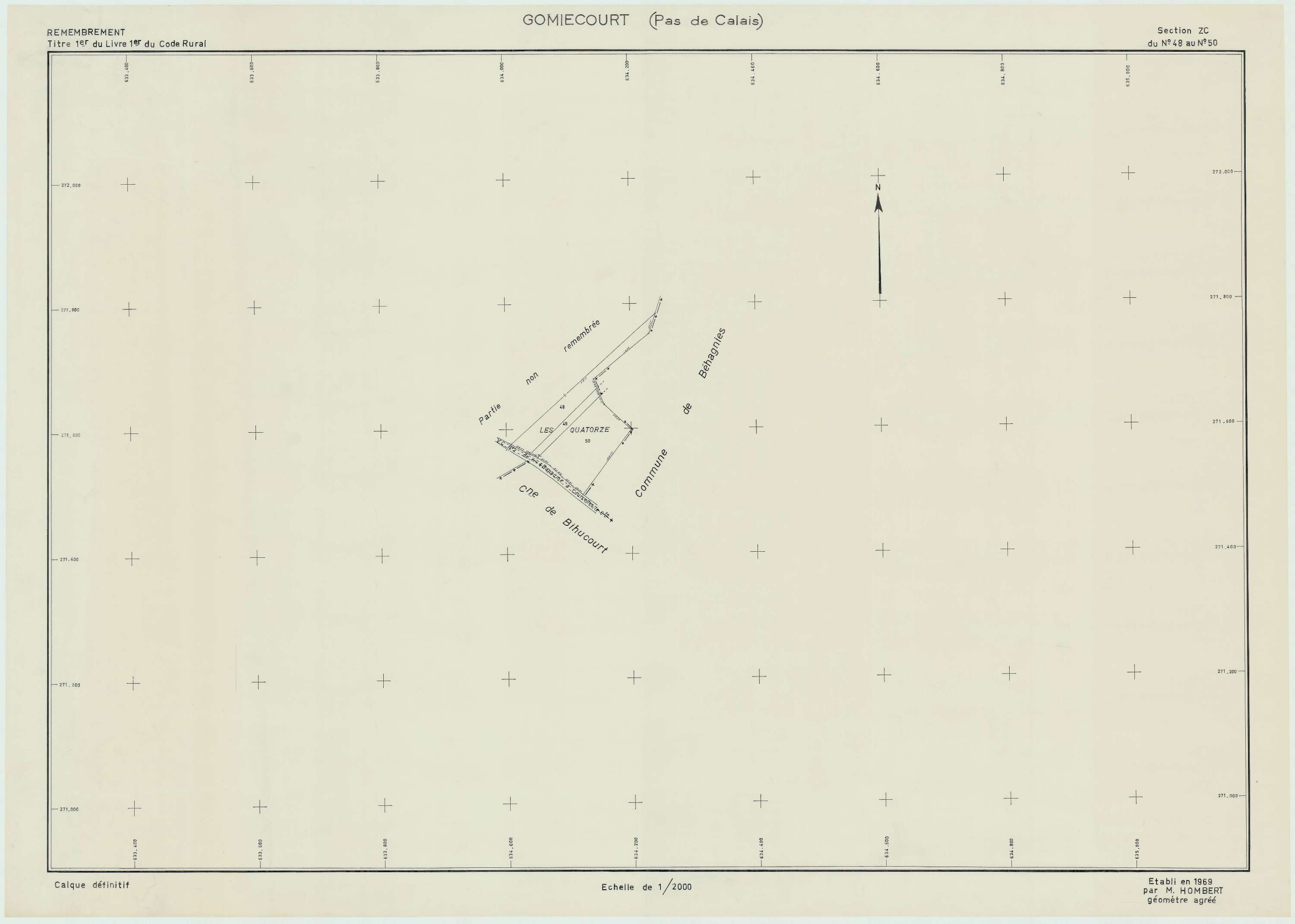 Gomiécourt - Plan de remembrement : section ZC.