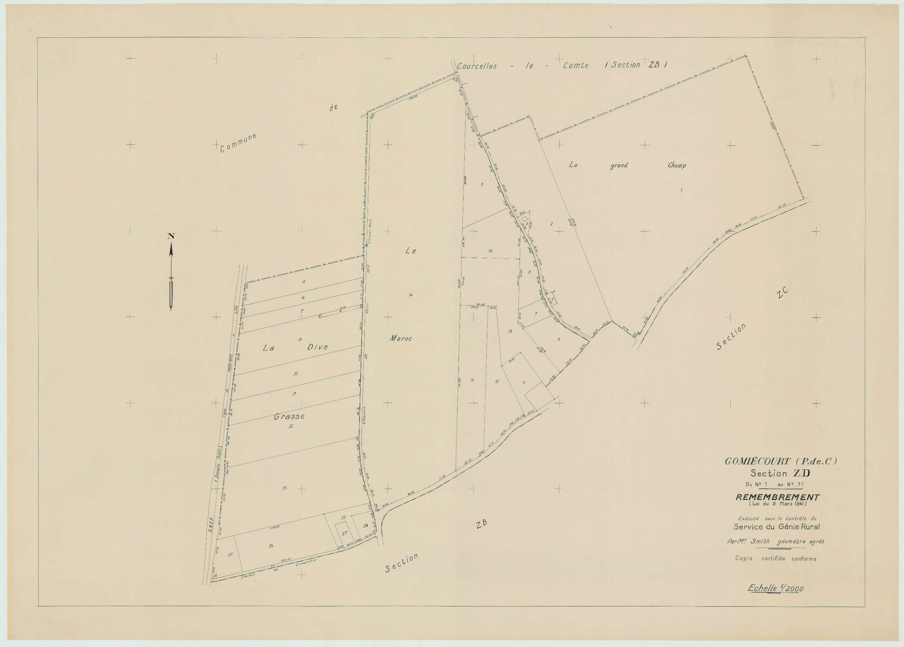 Gomiécourt - Plan de remembrement : section ZD.