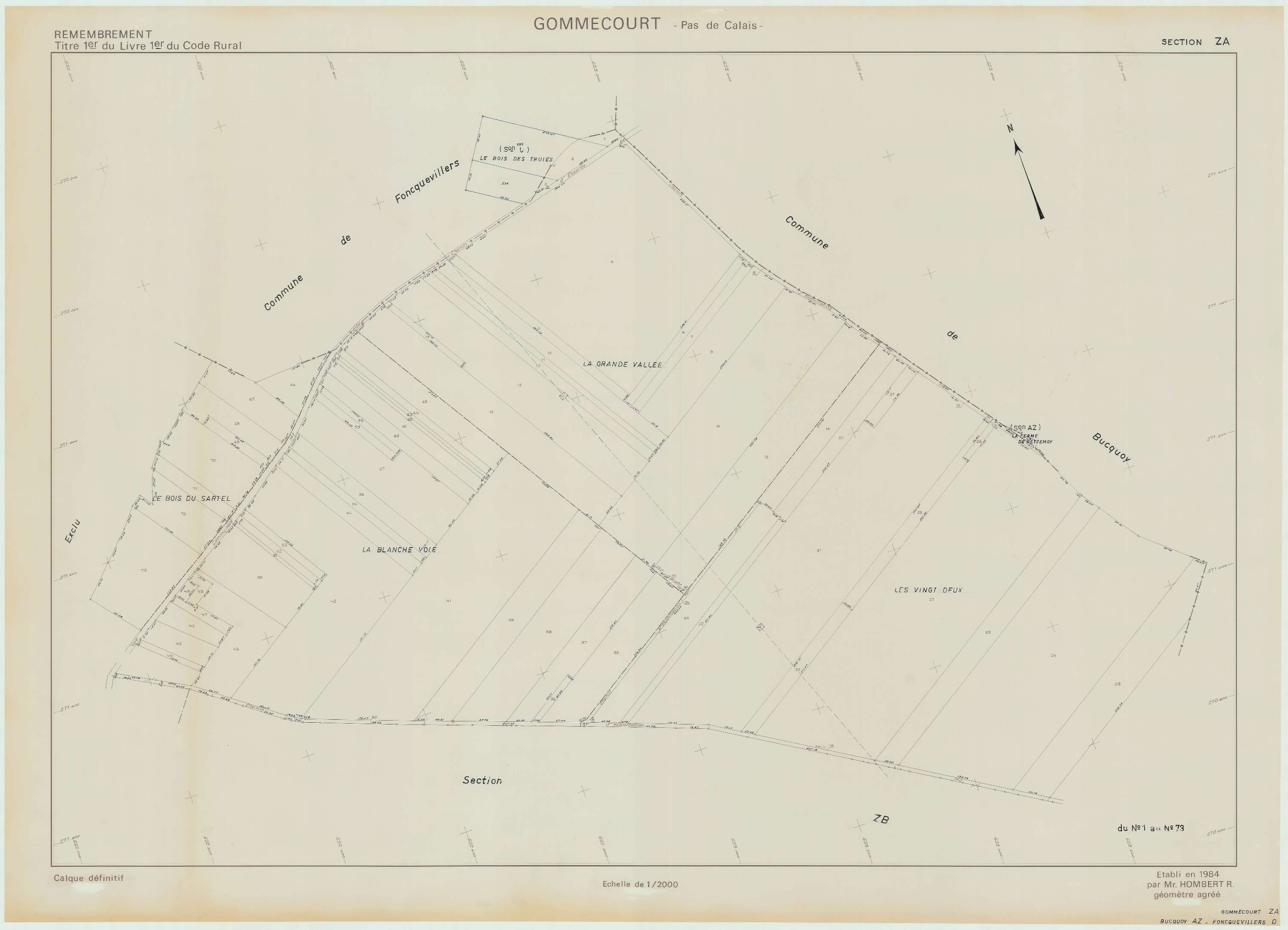 Gommecourt - Plan de remembrement : section ZA.