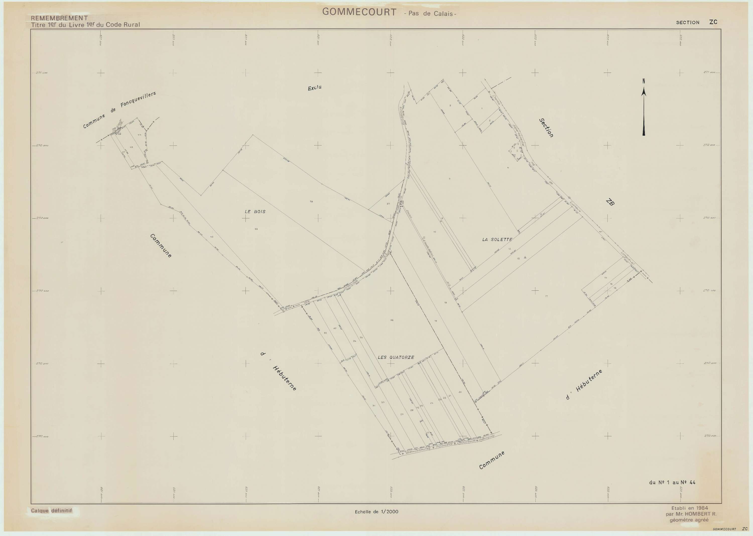 Gommecourt - Plan de remembrement : section ZC.