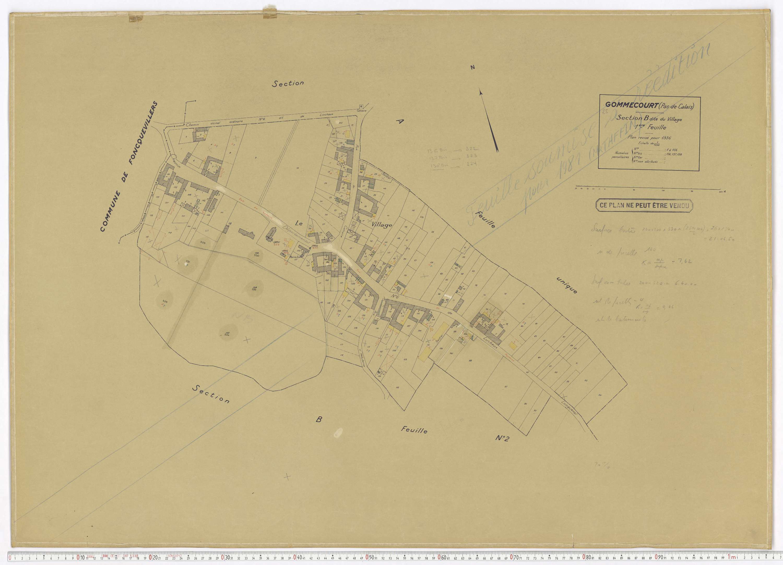 Gommecourt - Section B, feuille 1.