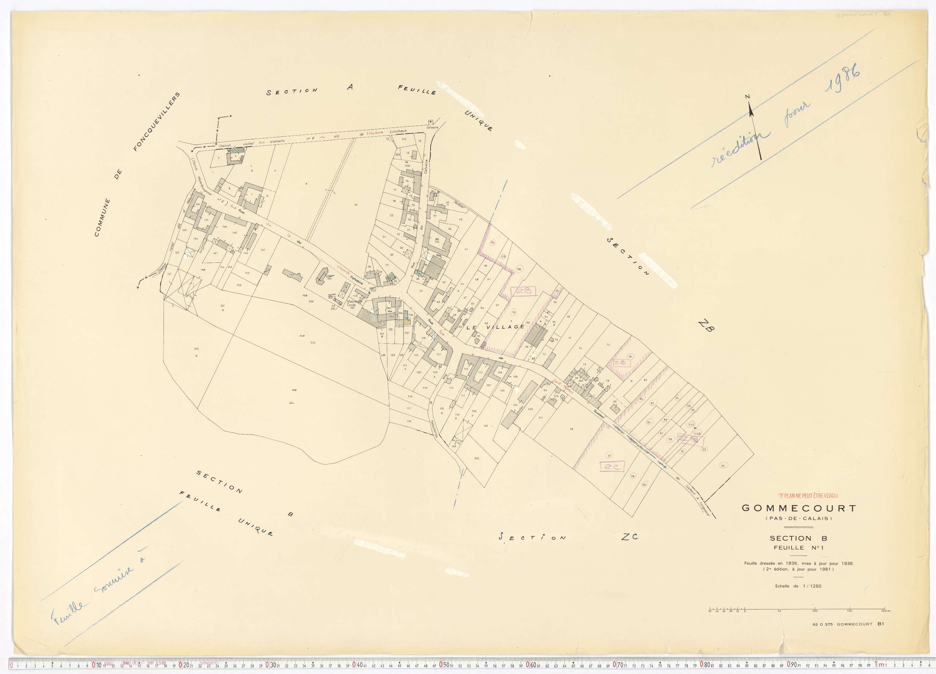 Gommecourt - Section B, feuille 1.