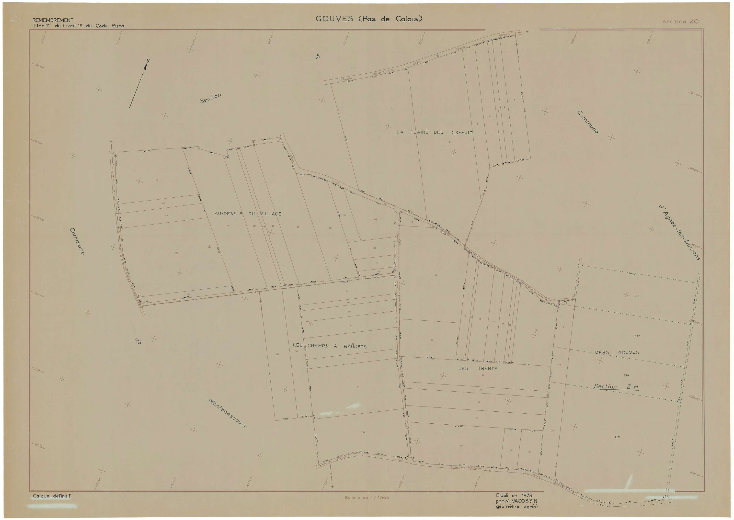 Gouves - Plan de remembrement : section ZC.