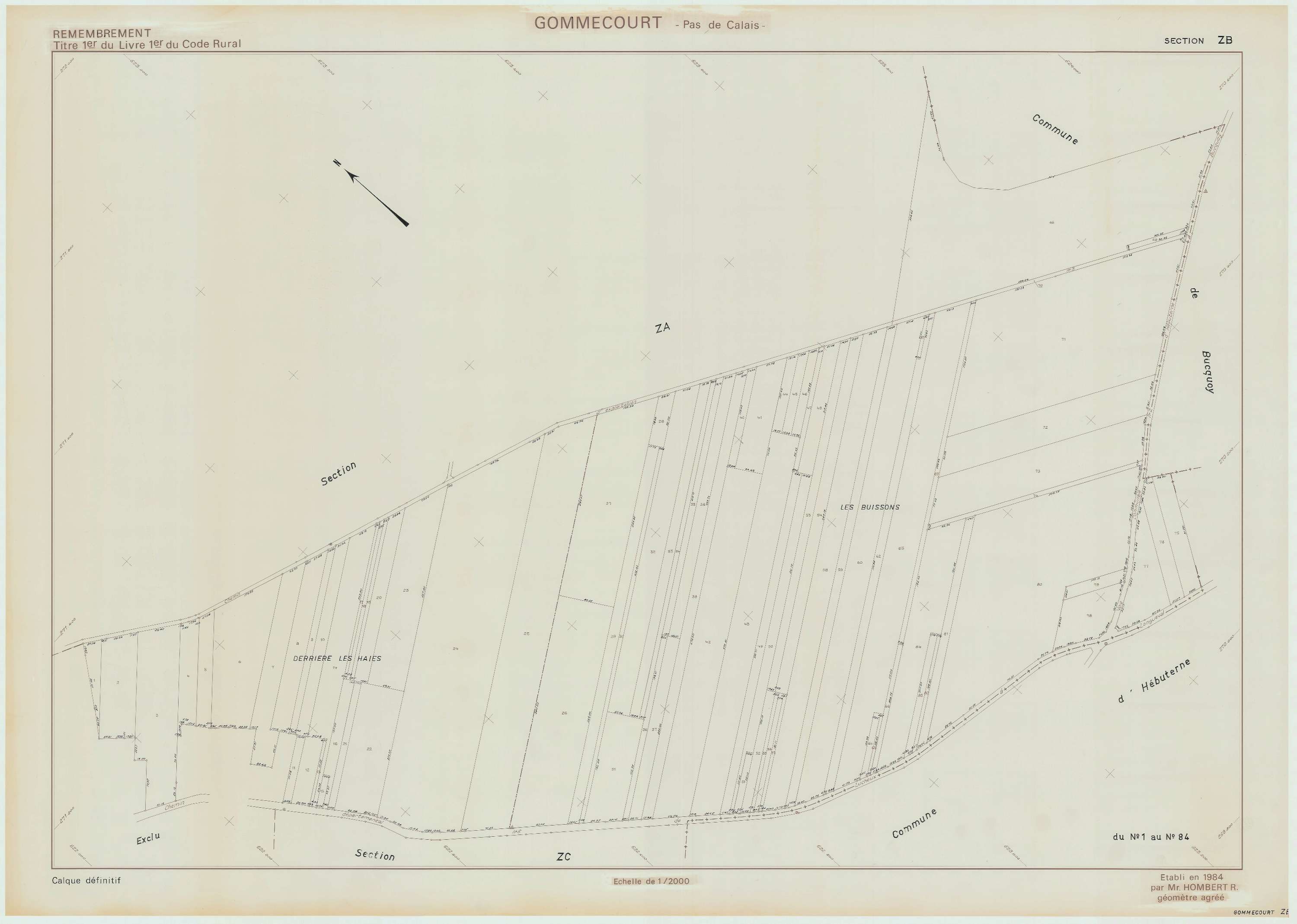 Gouy-en-Artois - Plan de remembrement : section ZA.
