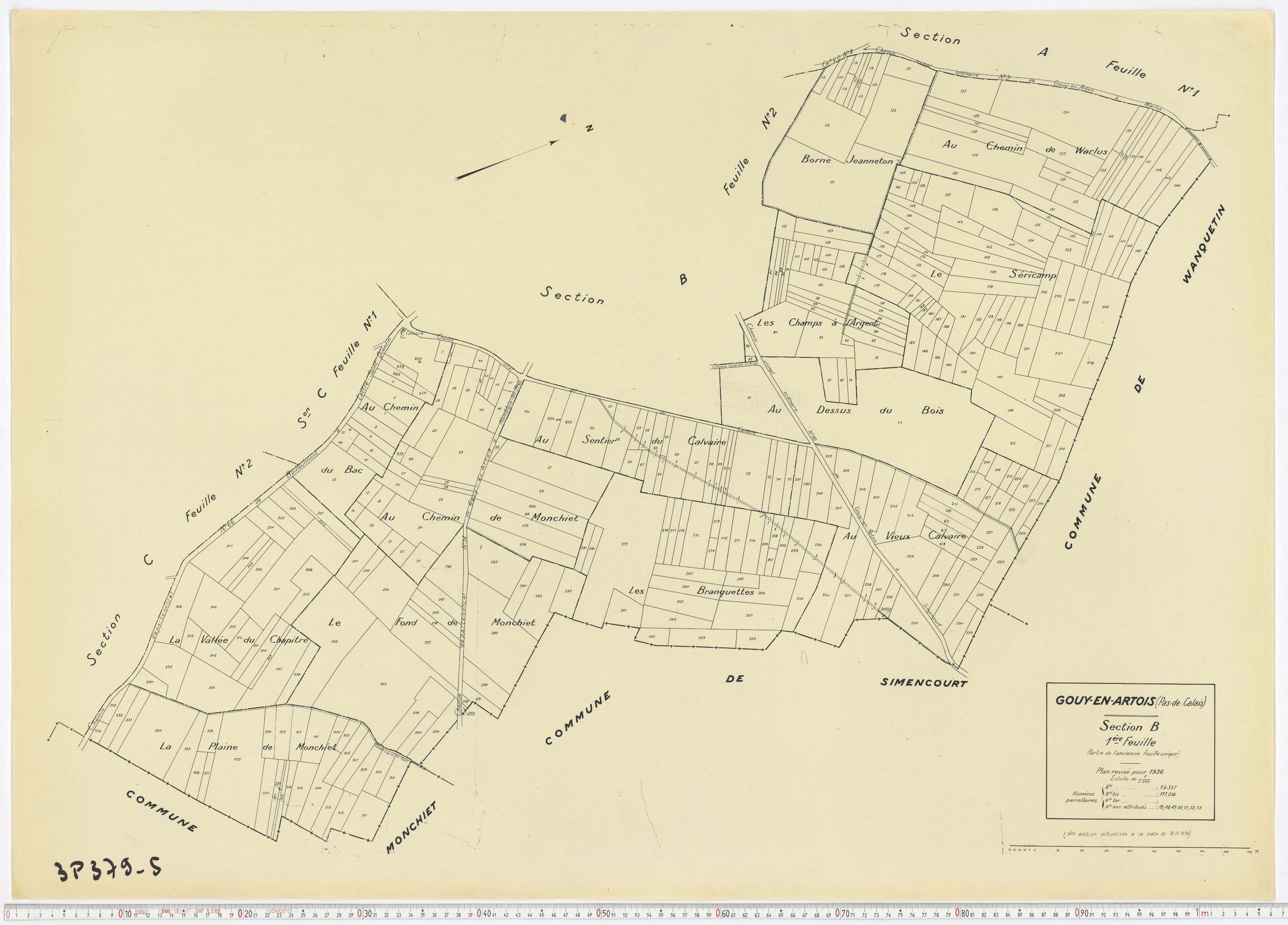 Gouy-en-Artois - Section B, feuille 1.