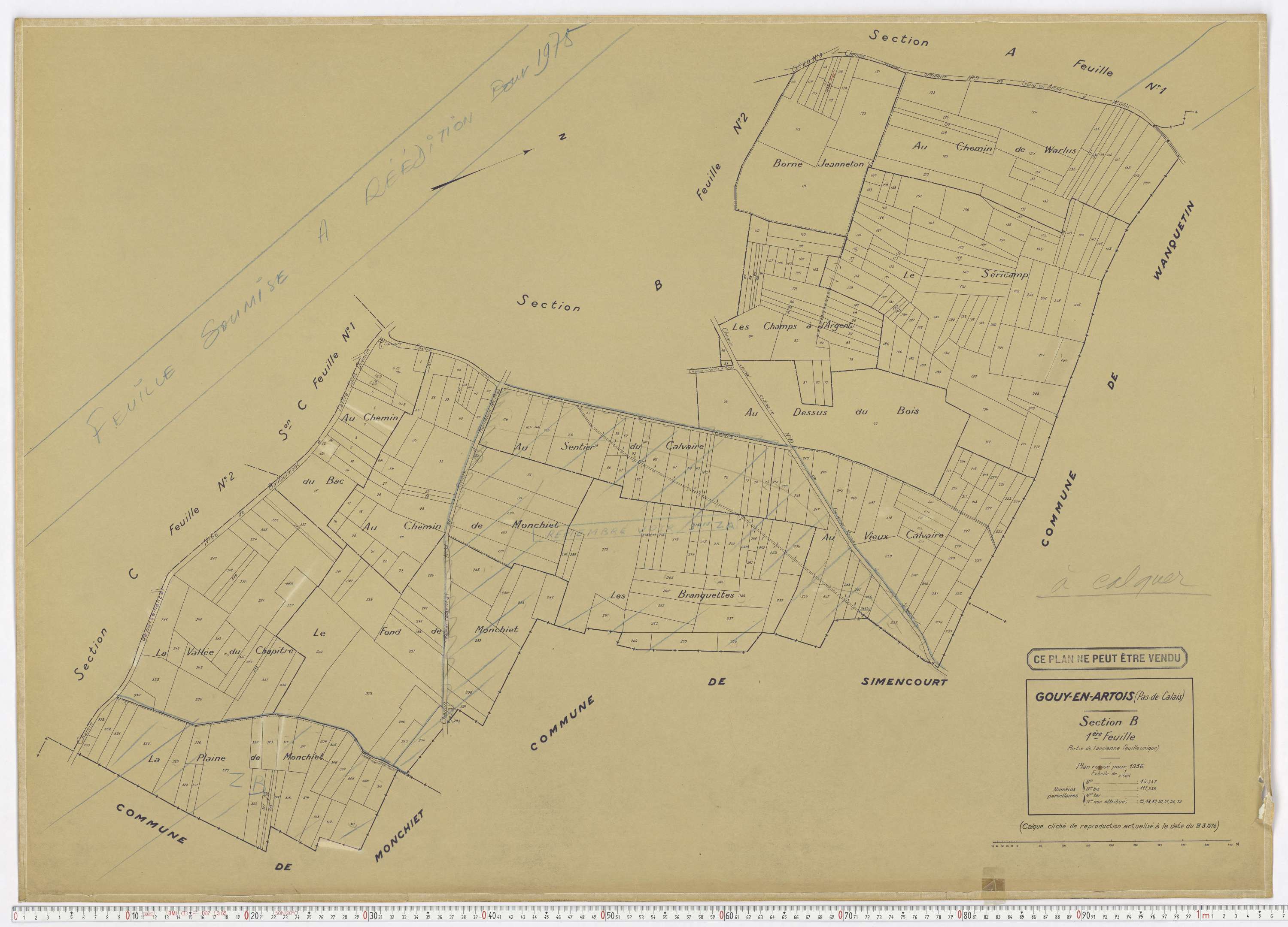Gouy-en-Artois - Section B, feuille 1.