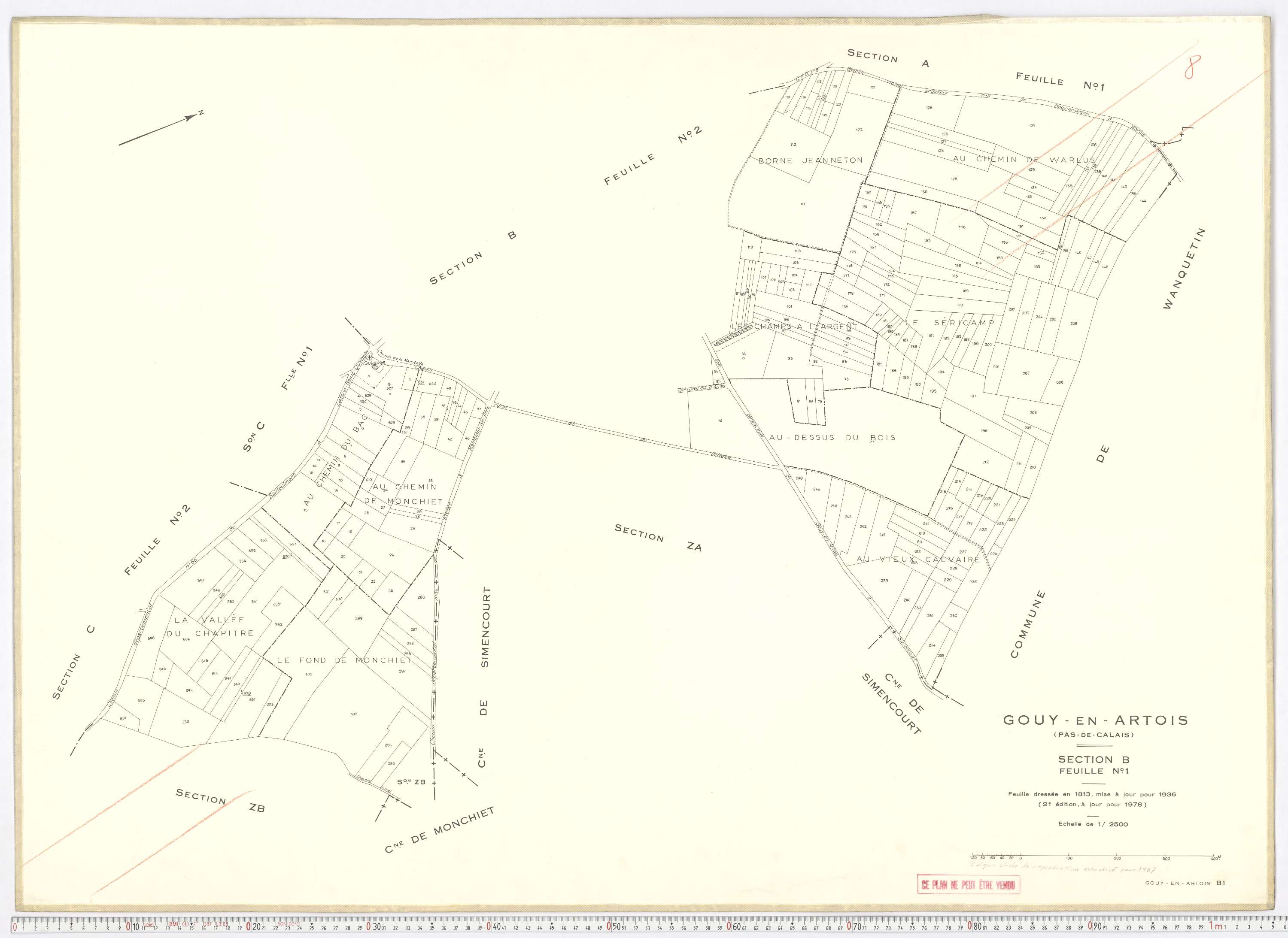 Gouy-en-Artois - Section B, feuille 1.
