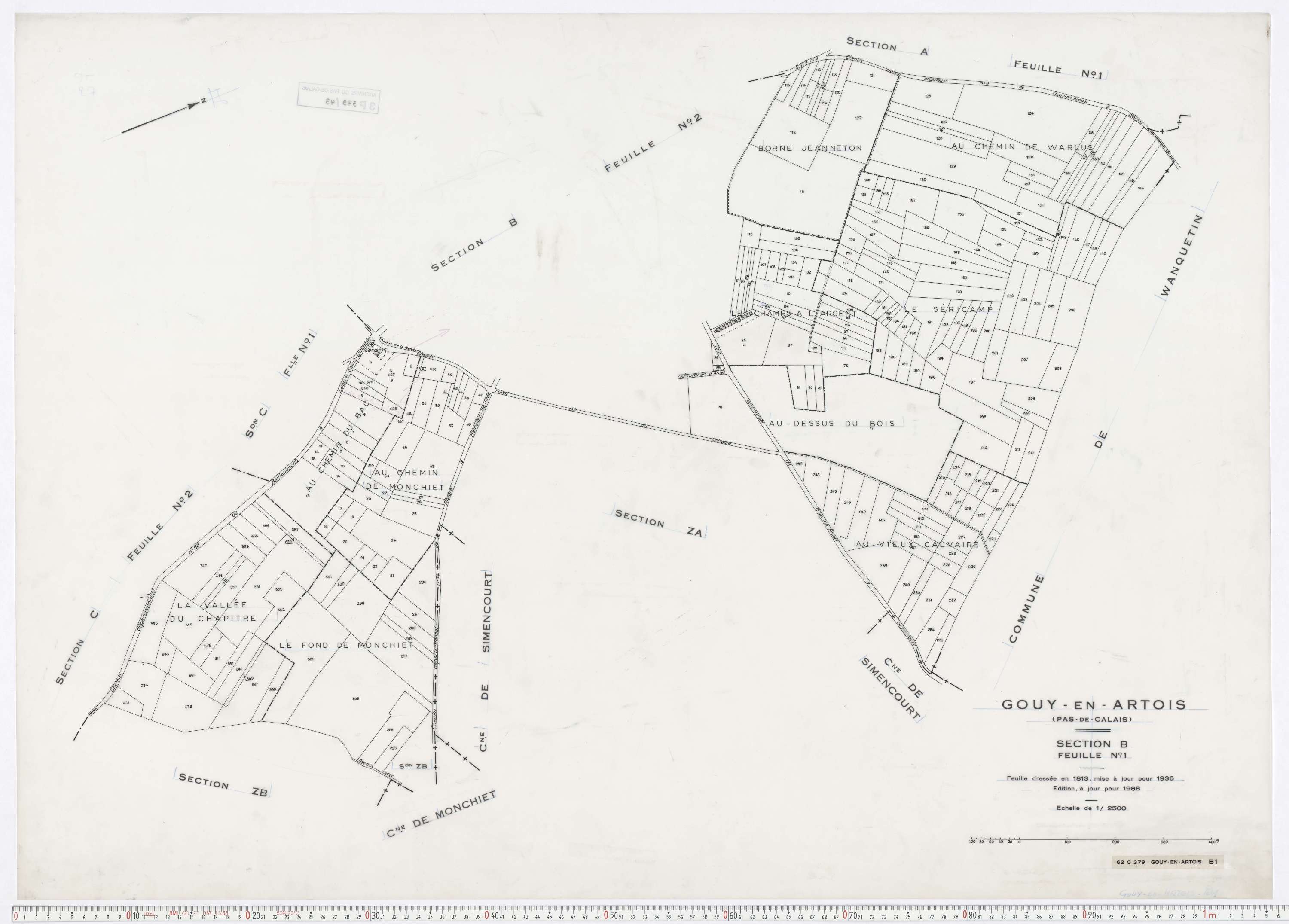 Gouy-en-Artois - Section B, feuille 1.