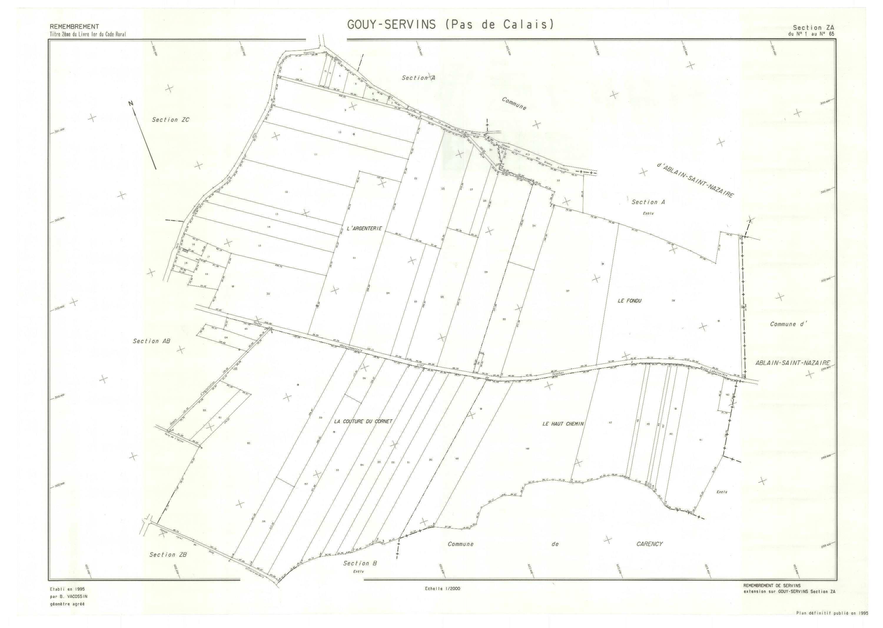 Gouy-Servins - Plan de remembrement : section ZA.