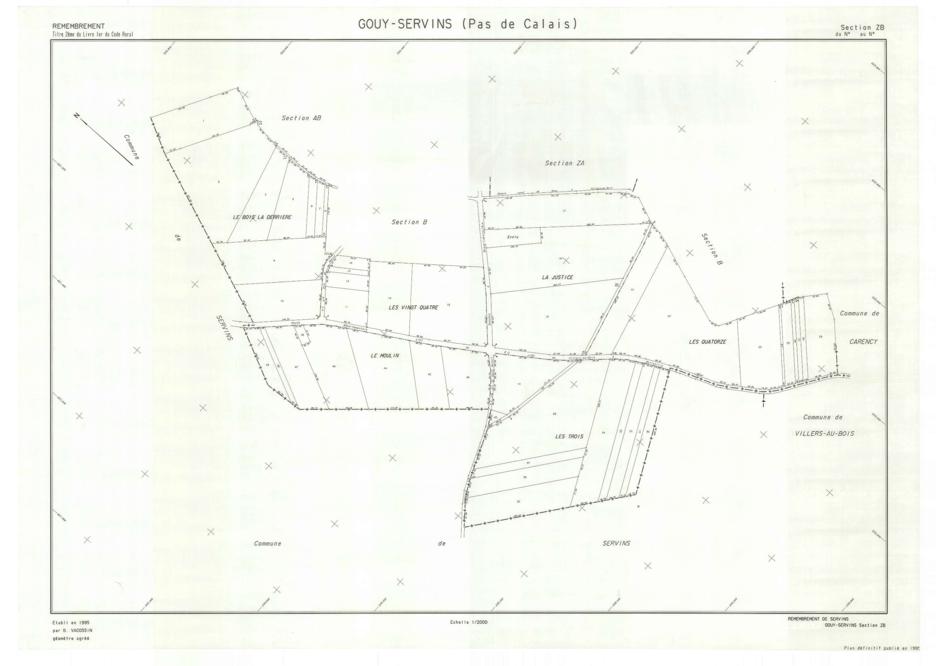Gouy-Servins - Plan de remembrement : section ZB.