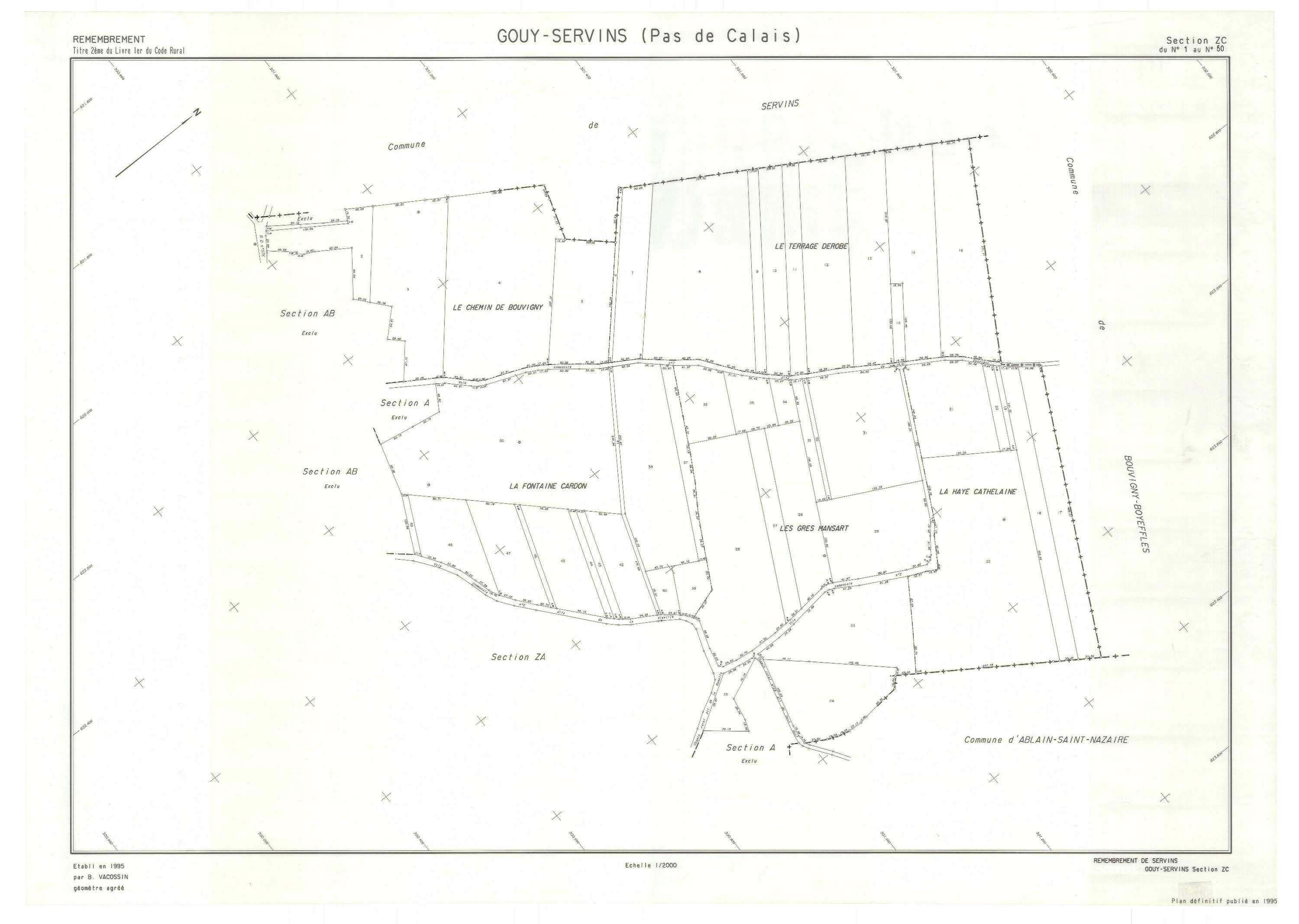 Gouy-Servins - Plan de remembrement : section ZC.