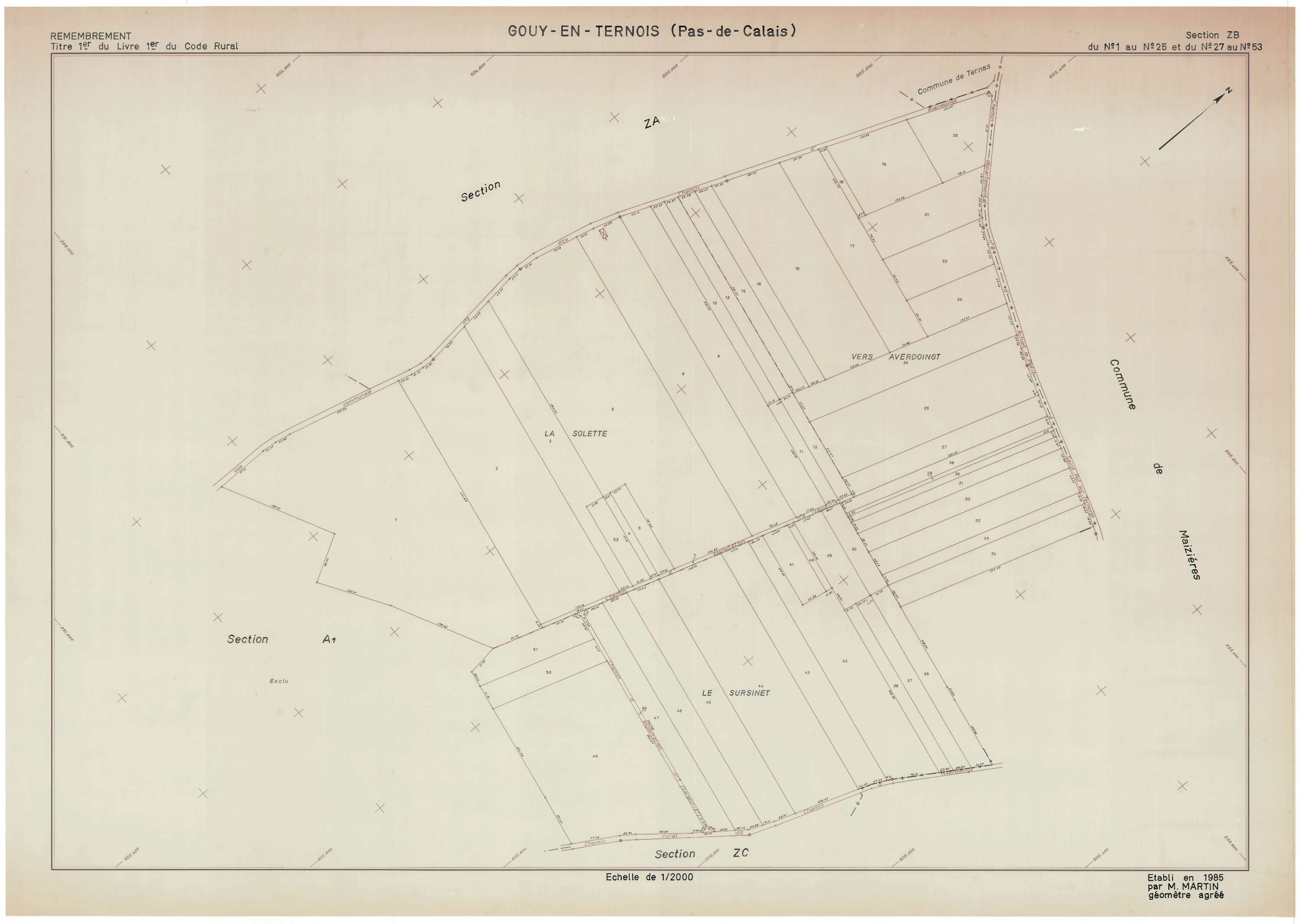 Gouy-en-Ternois - Plan de remembrement : section ZB.