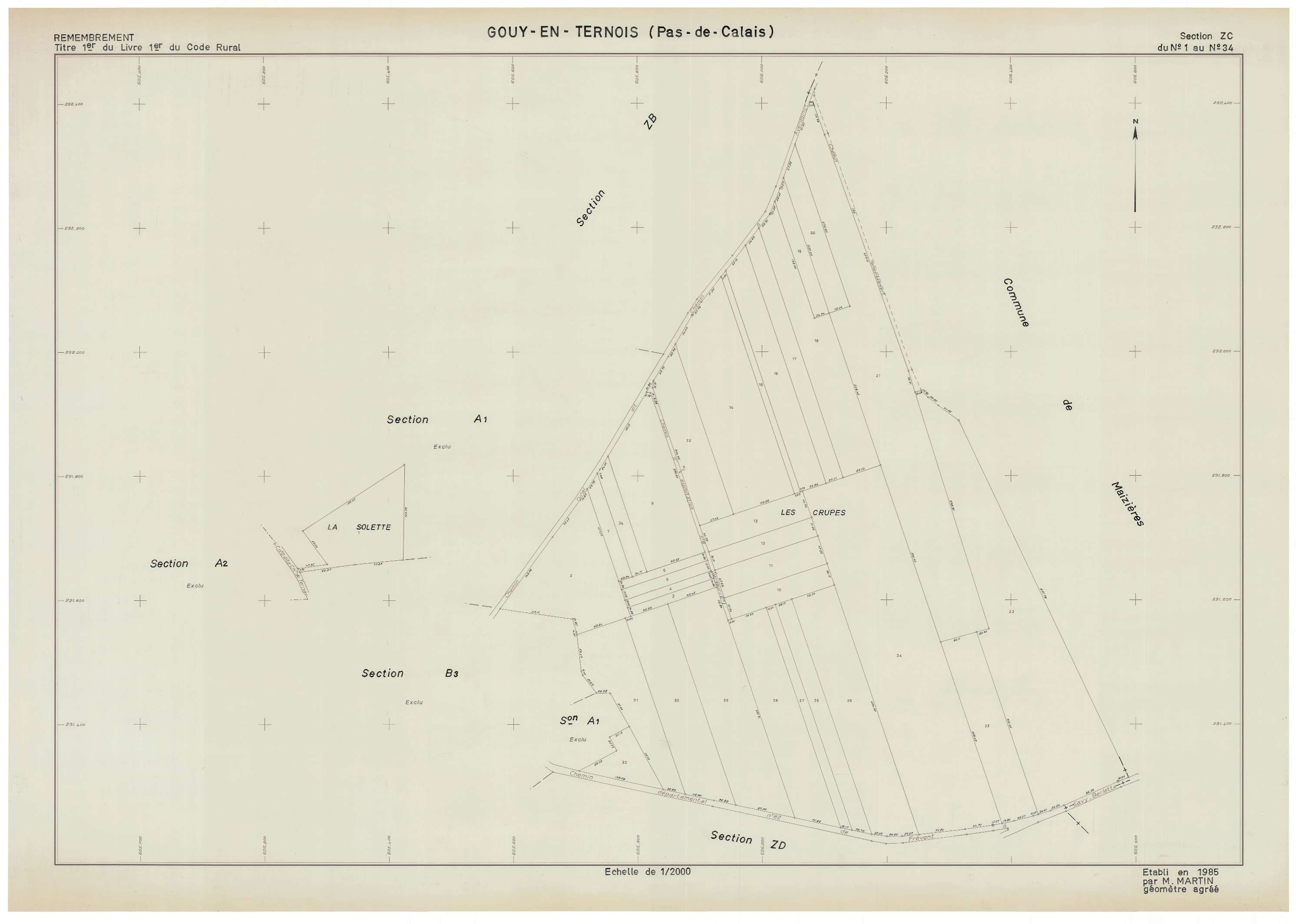 Gouy-en-Ternois - Plan de remembrement : section ZC.