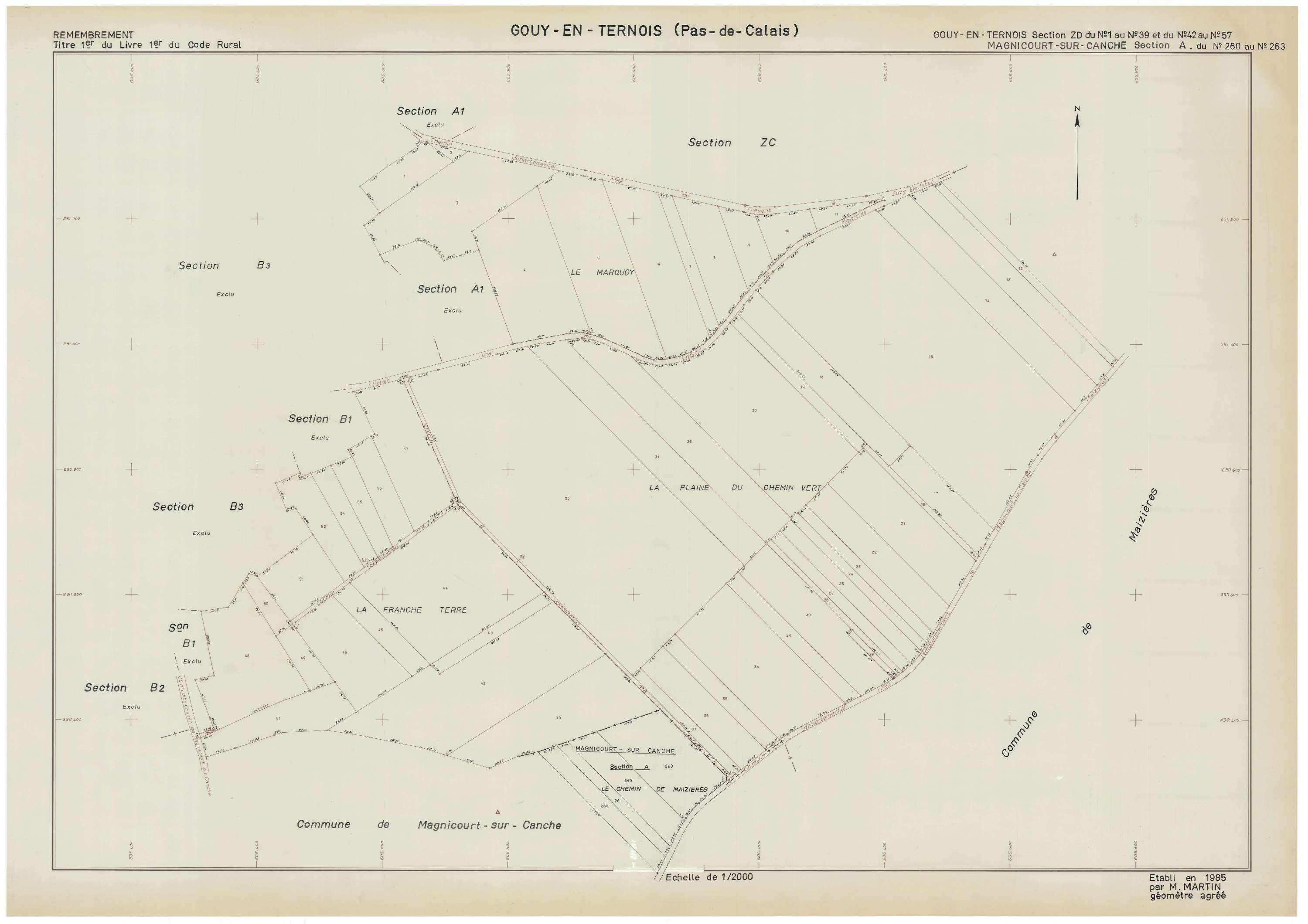 Gouy-en-Ternois - Plan de remembrement : section ZD.