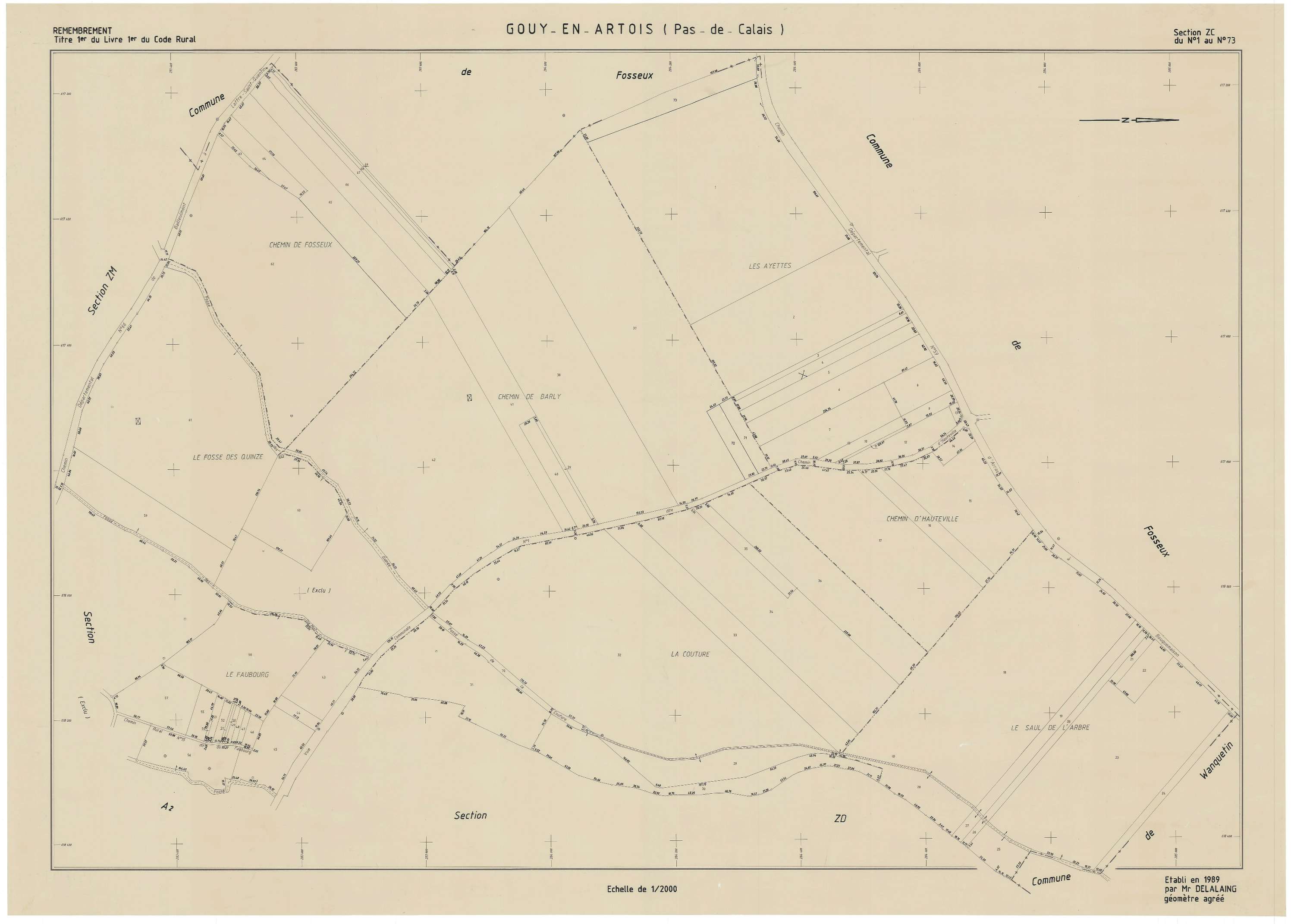 Gouy-Saint-André - Plan de remembrement : section ZC.