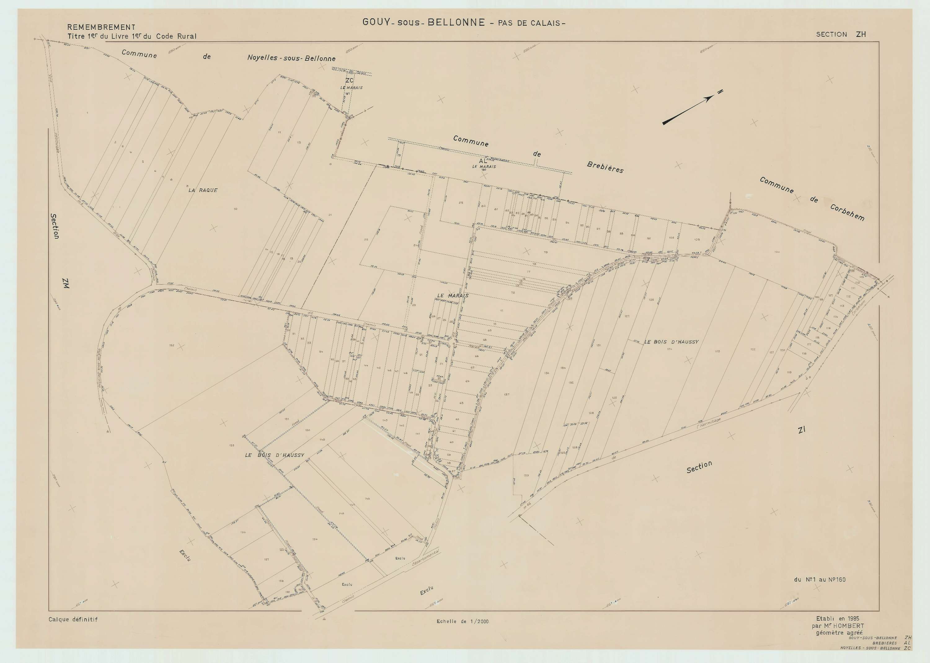 Gouy-sous-Bellonne - Plan de remembrement : section ZH.