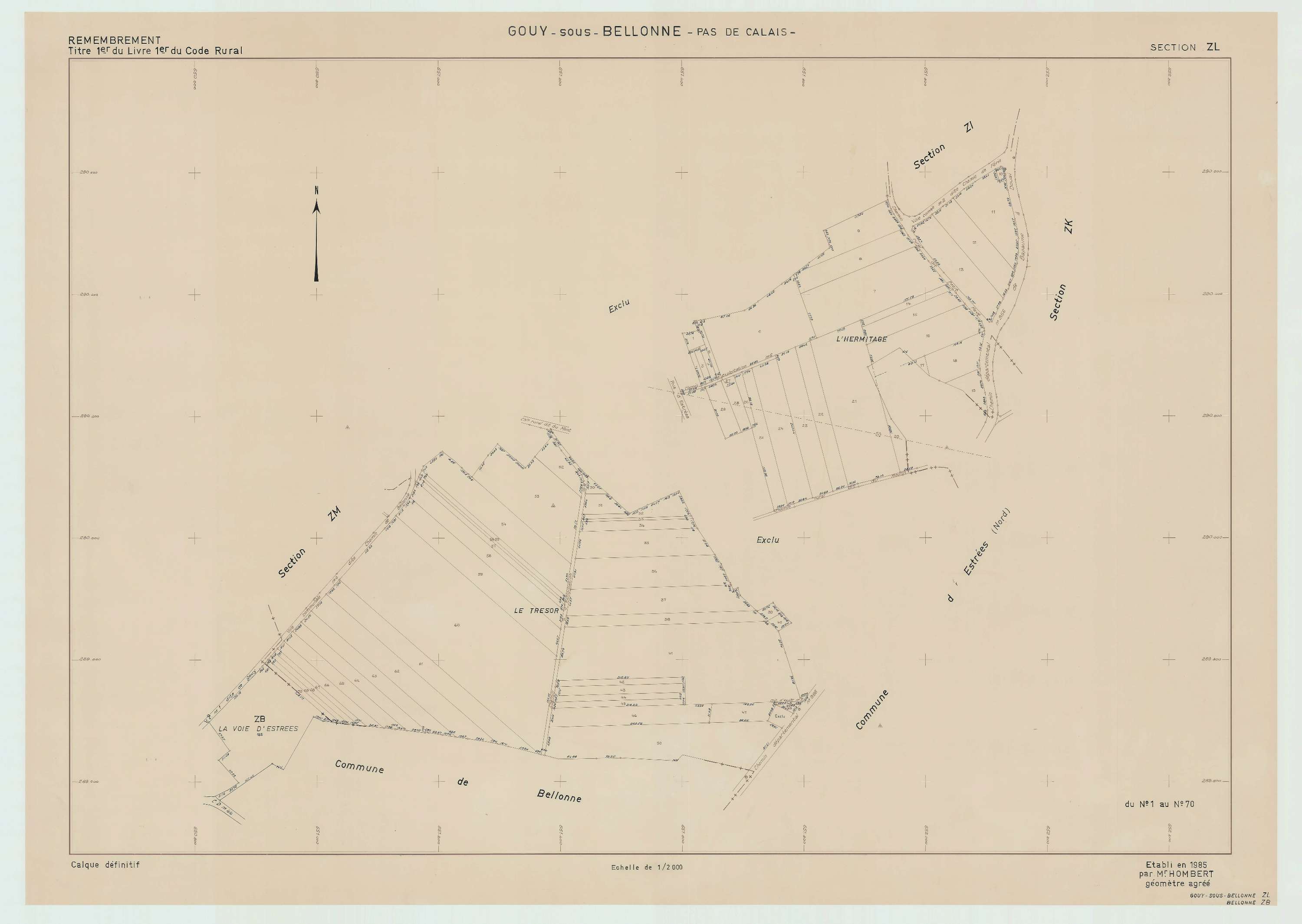 Gouy-sous-Bellonne - Plan de remembrement : section ZL.